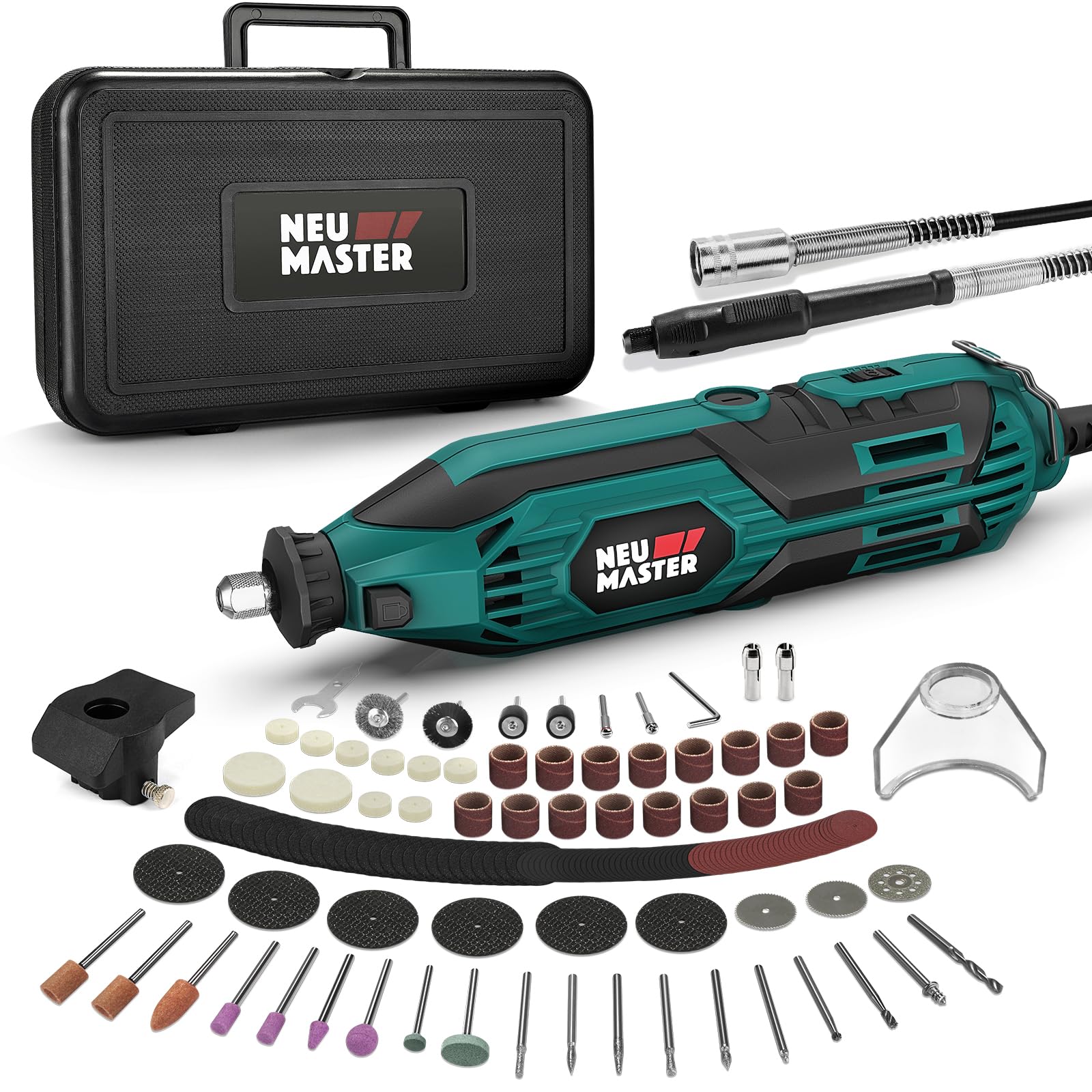 NEU MASTER 180W Rotary Tool Kit, Corded Power Rotary Tools with 160 Accessories and 6 Variable Speed, 10000-35000RPM Electric Drill Set for Handmade Crafting Projects and DIY Creations