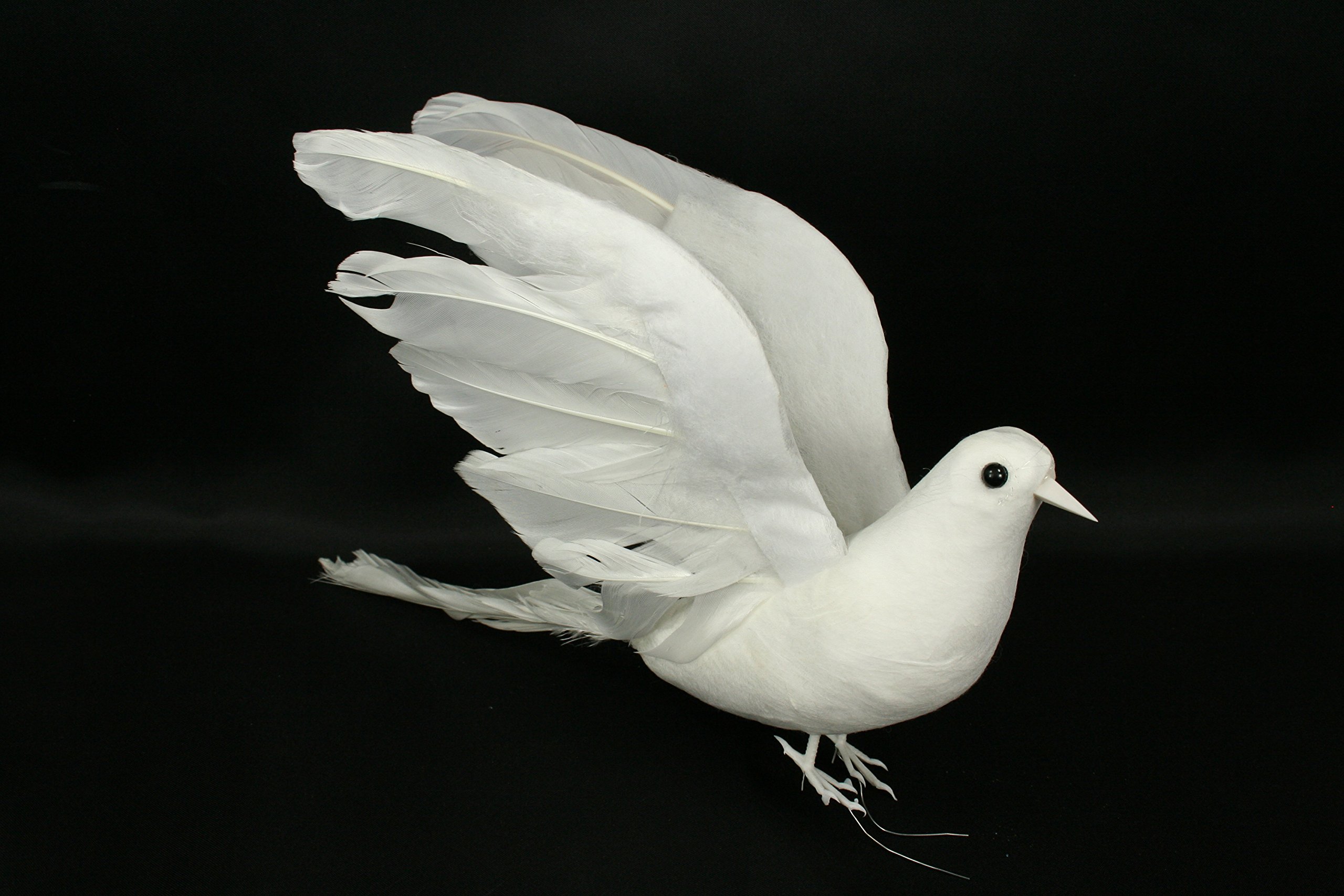 Dreampartycreation Package of 6 Bulk Buy!!! Artificial Dove with White Flocked Body and Natural Feather Wings and Tail (11" Wingspan)