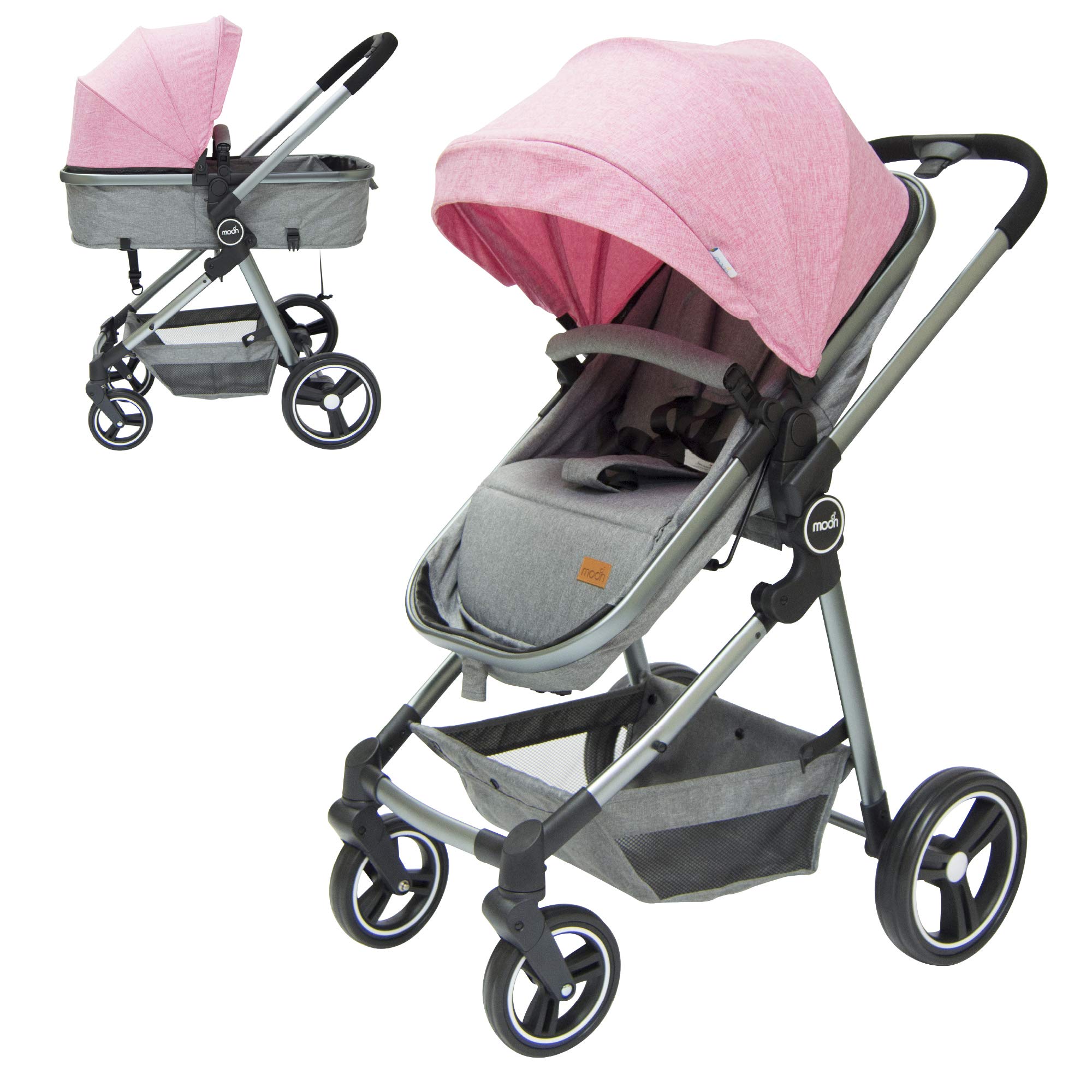 Moon Soffy - 2 In 1 Convertible Cradle, From 0 To 6 Months- Pink Melange