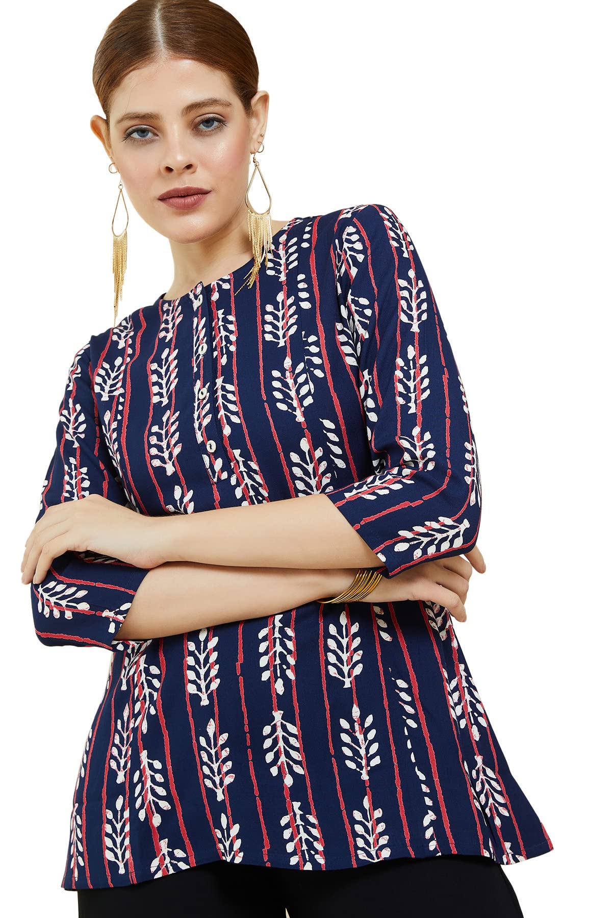 SochWomen Blue Rayon Printed Tunic