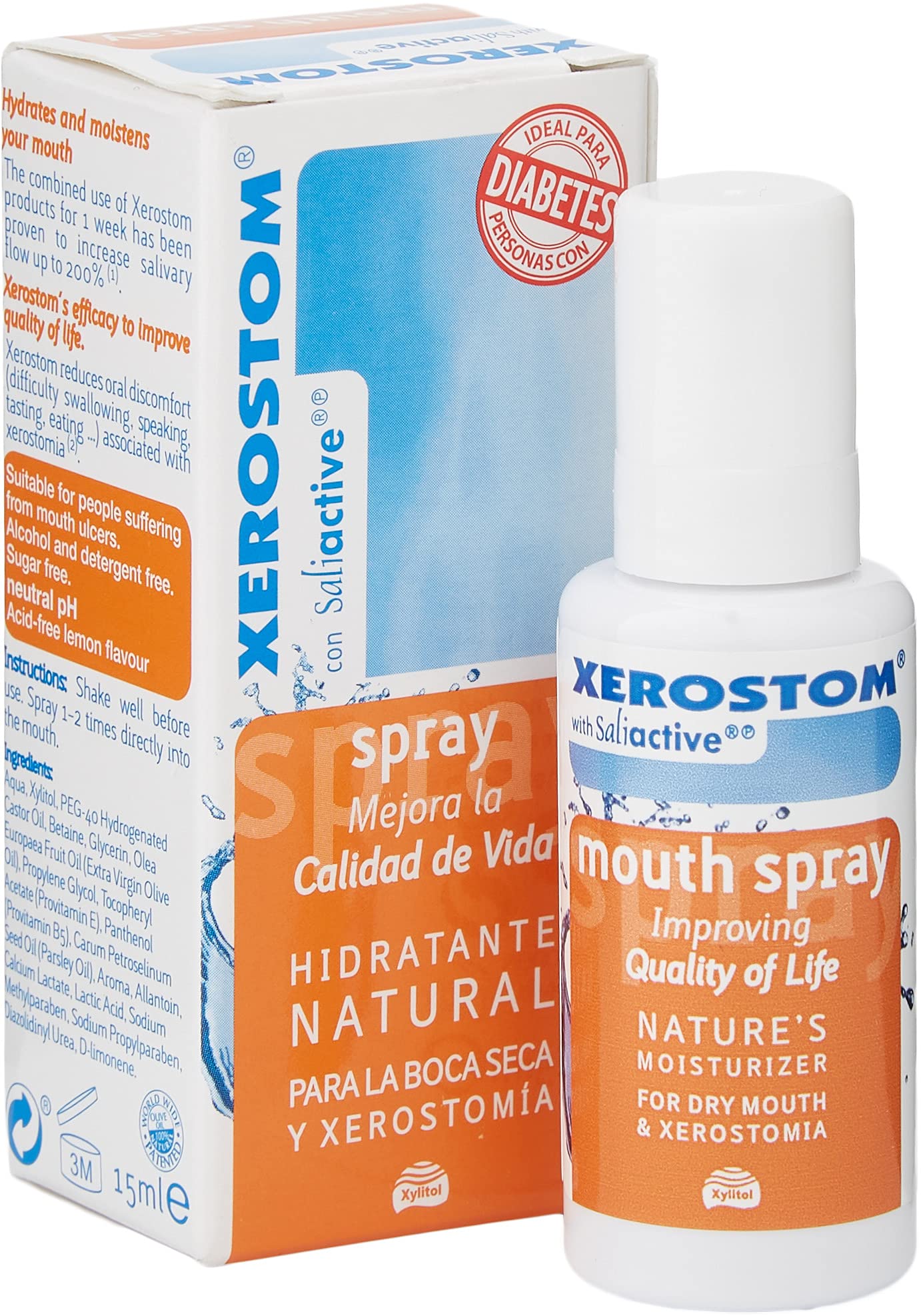 Xerostom Dry Mouth Spray – Oral Moisturiser Spray with Saliactive - Saliva Spray for Dry Mouth Spray Sugar Free, Mouth Ulcers