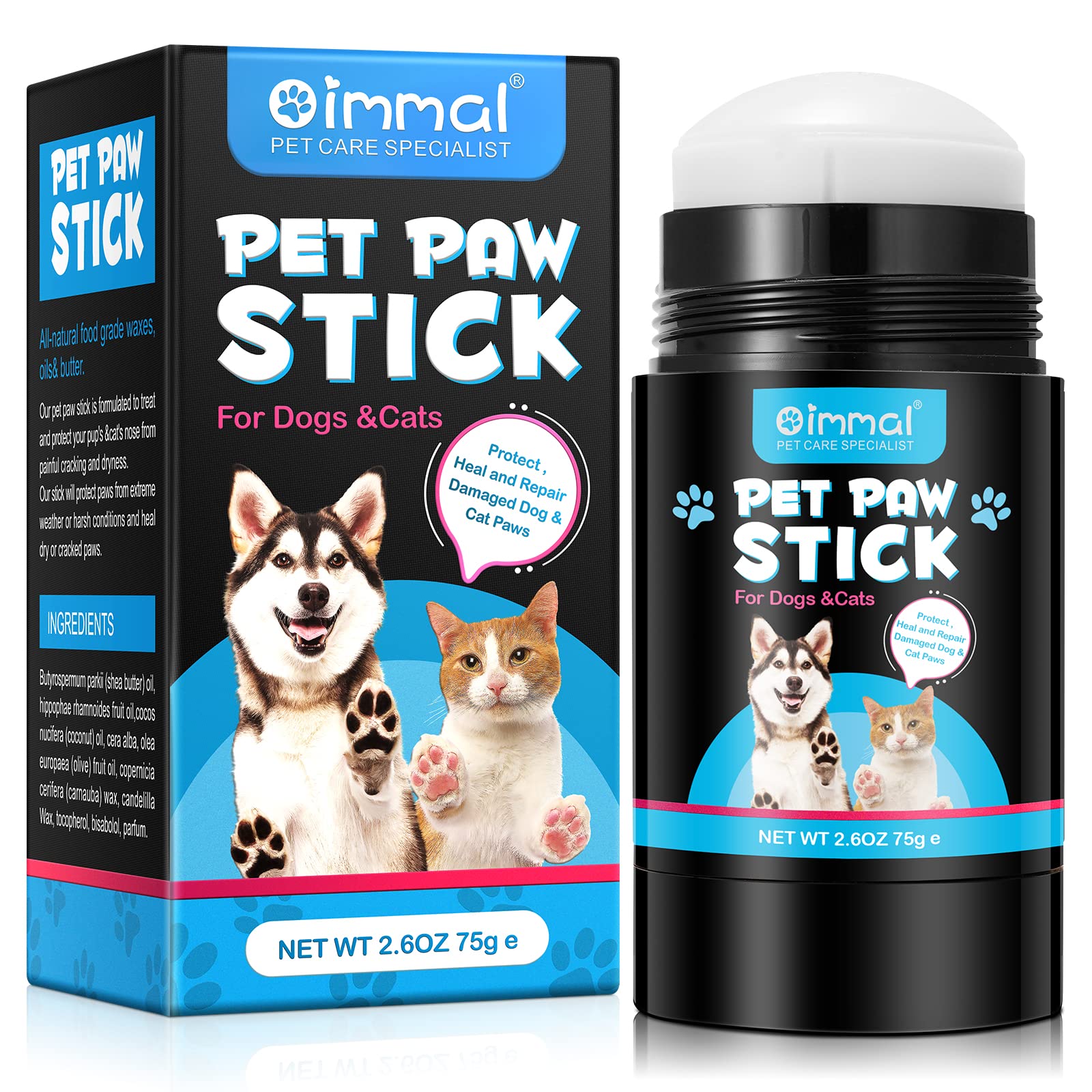 Paw Balm Stick for Dogs, Dog Paw Balm Moisturizes & Soothes Irritated Paws & Elbows, Pets Paw Protectors Supports Dry Paws & Cracked Paws, Dog Feet & Foot Pads for All Breeds & Ages Dogs - 2.6OZ / 75g