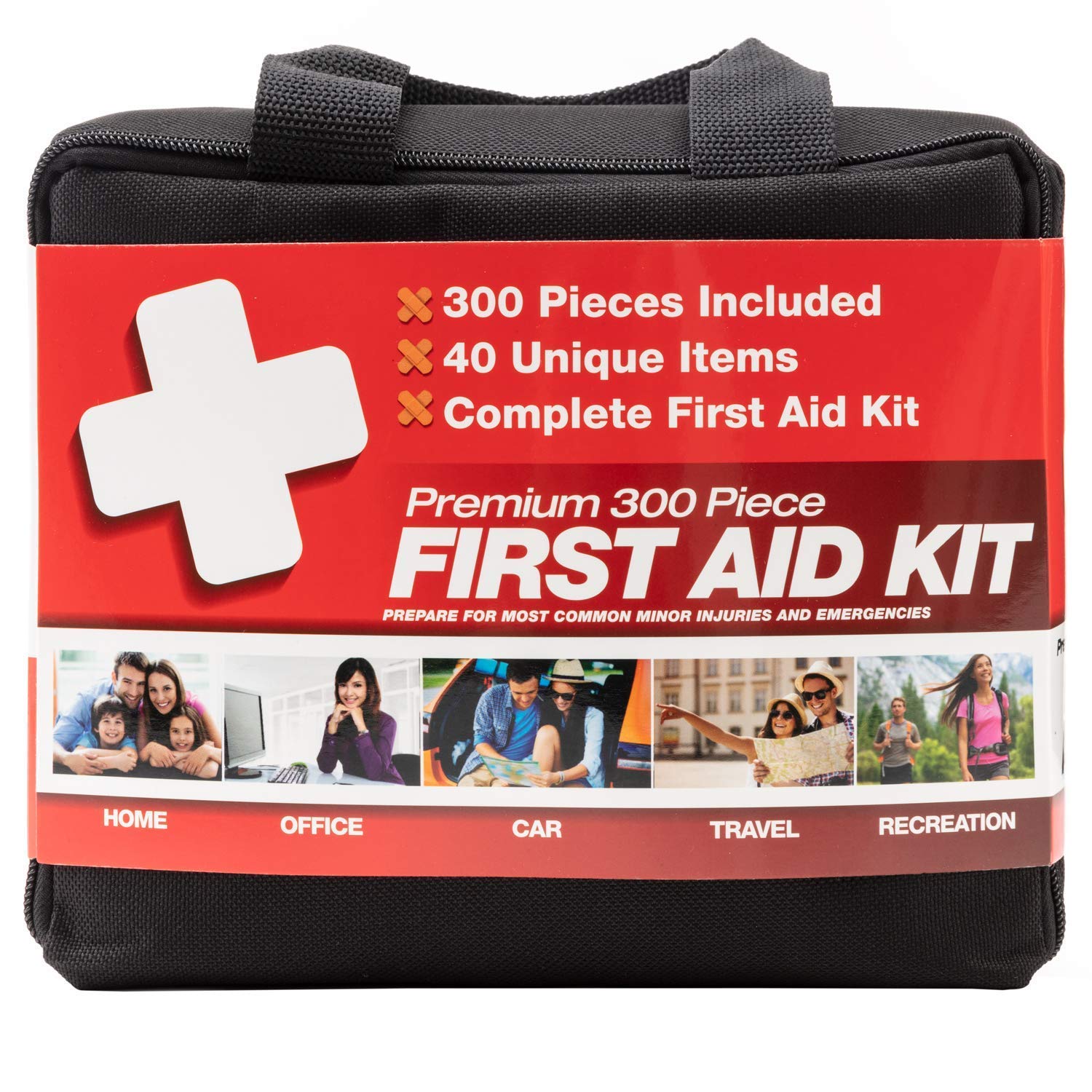 M2 BASICS Professional 300 Piece (40 Unique Items) First Aid Kit | First Aid Kit for Home, Car, Business, Travel | Medical Kit, Emergency Kit