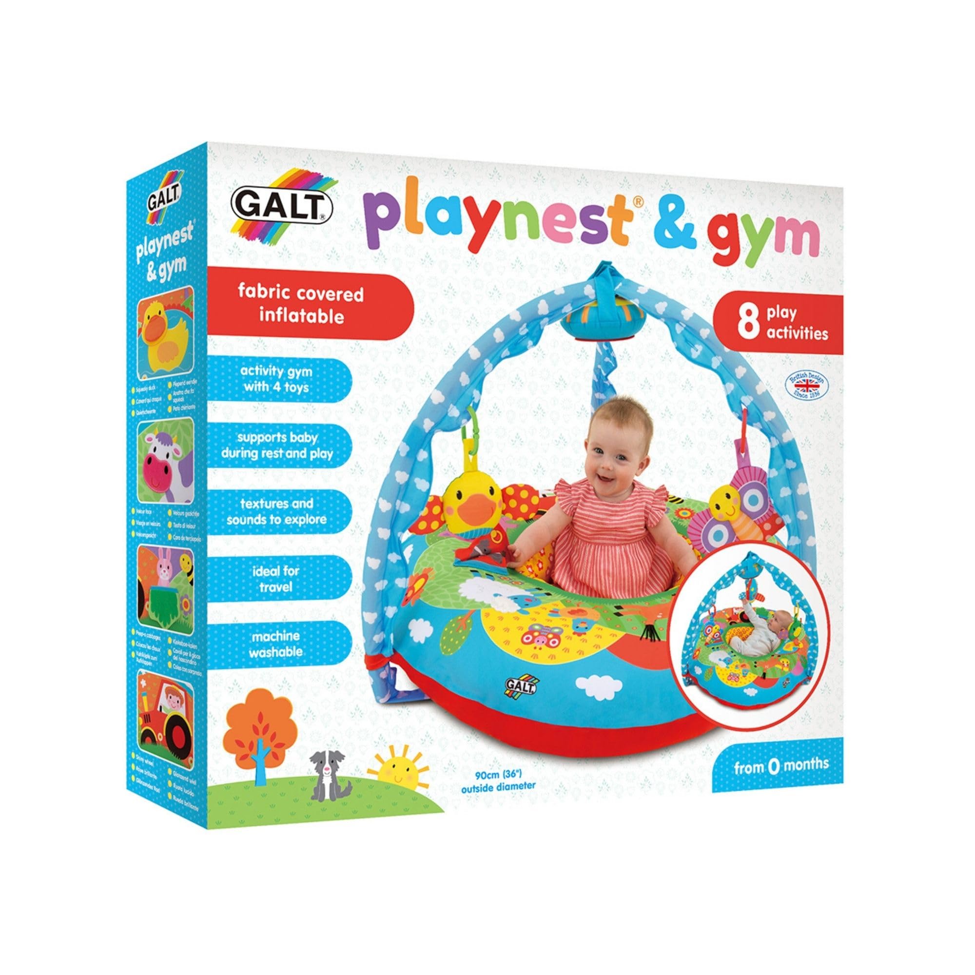 Galt Toys, Playnest & Gym - Farm, Baby Activity Center & Floor Seat, includes 1 x Inflatable ring