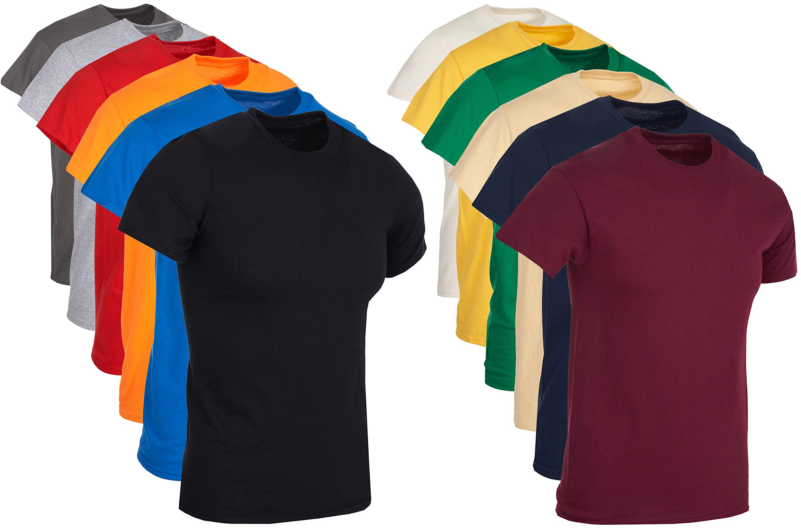 BILLIONHATS12 Pack Plus Size Men's Cotton T-Shirts Bulk Big & Tall, Premium Fitted, Lightweight Classic Short Sleeve Tees