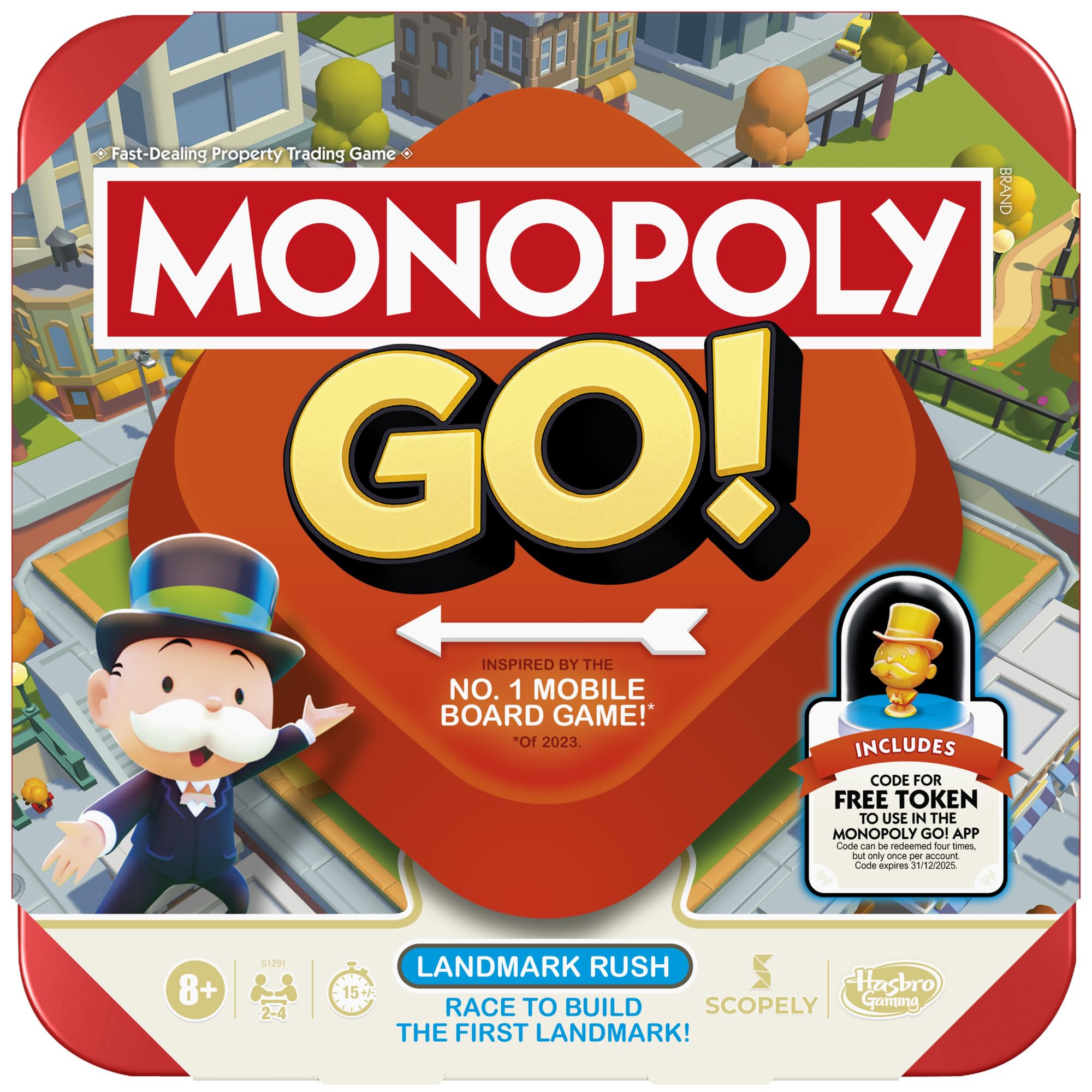 Hasbro Gaming Monopoly GO! Strategy Game for 8+ Year Old Kids, for 2-4 Players, Family Party Games for Children and Adults, Fun Christmas and Birthday Gift Idea for Boys and Girls