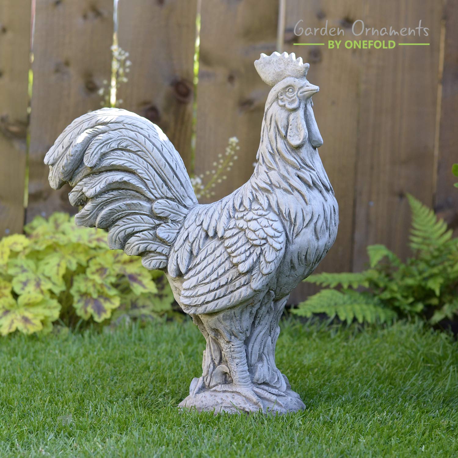 ONEFOLD - COCKEREL HAND CAST STONE GARDEN ORNAMENT/STATUE/SCULPTURE