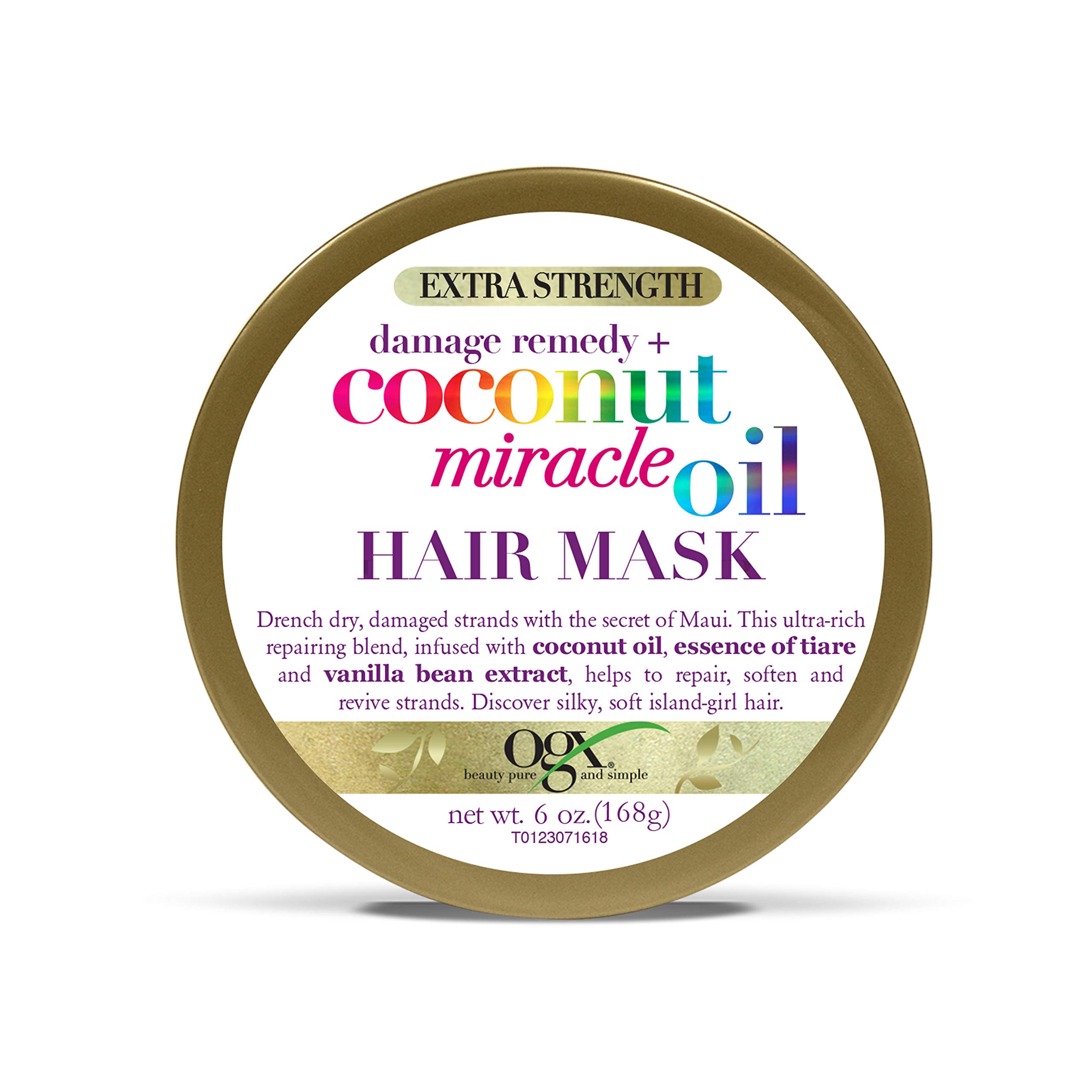 OGX Extra Strength Damage Remedy + Coconut Miracle Oil Hair Mask, Extra Hydrating & Softening Anti-Frizz Treatment to Help Repair Hair, Paraben-Free, Sulfated-Surfactants Free, 6 oz