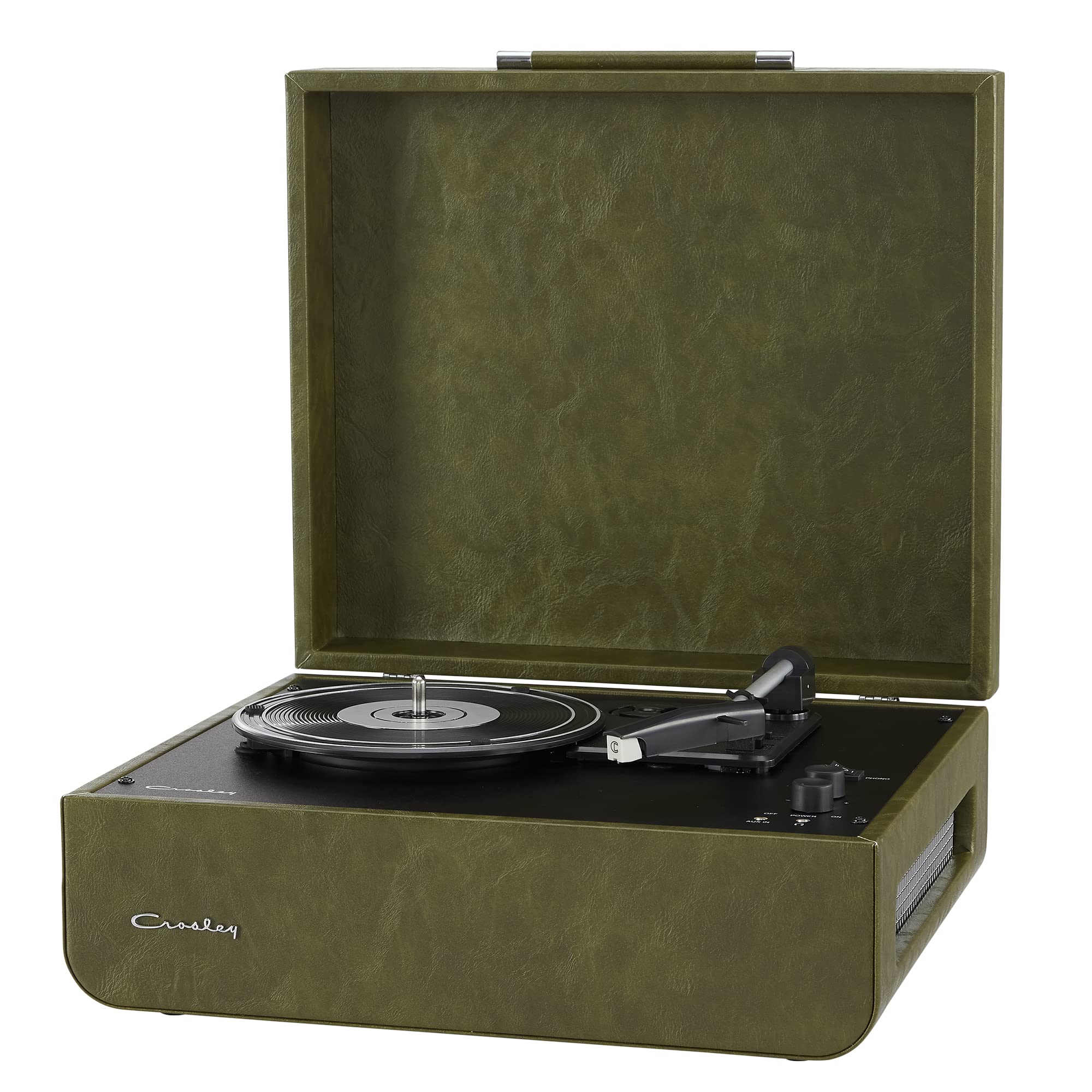 CrosleyMercury Portable Turntable - Bluetooth Record Player, 3-Speed Suitcase Vinyl Player, Home Turntables for Vinyl Records, Built in Stereo Speakers & Bluetooth Receiver, AUX Input, Green