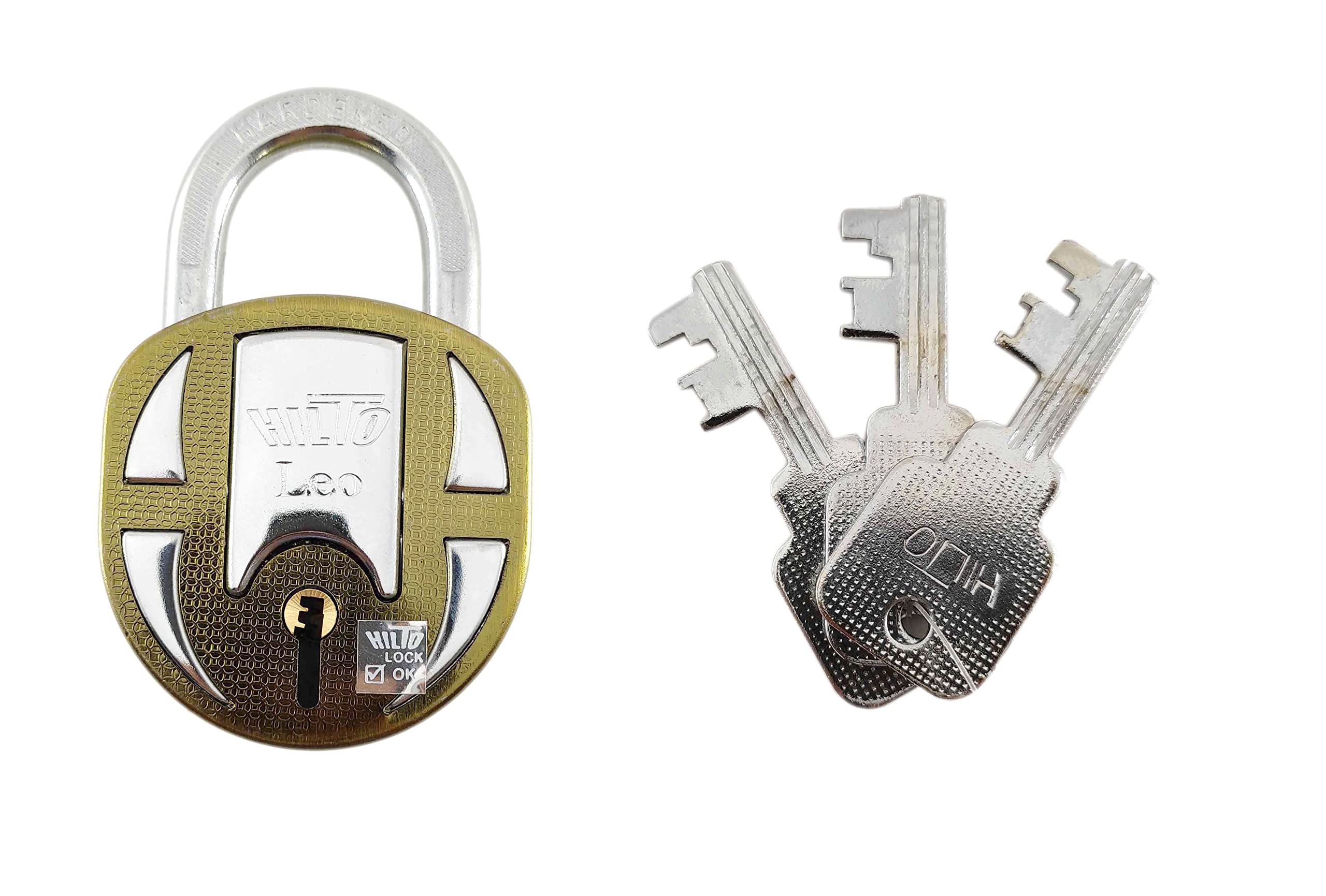 Shree Ganesh Enterprises New Heavy Iron Security 3 Key Padlock – Home & Office Stylish Strong 8 Lever Safety Door Lock – HILTO 68mm Double Locking Mechanism Iron Key Padlock