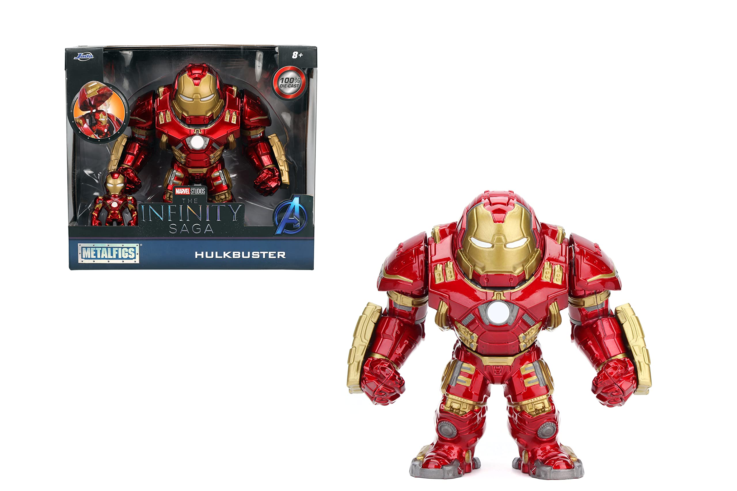 JadaToys Marvel 6" Hulkbuster & 2" Iron Man Die-Cast Collectible Toy Figure, Red,33431