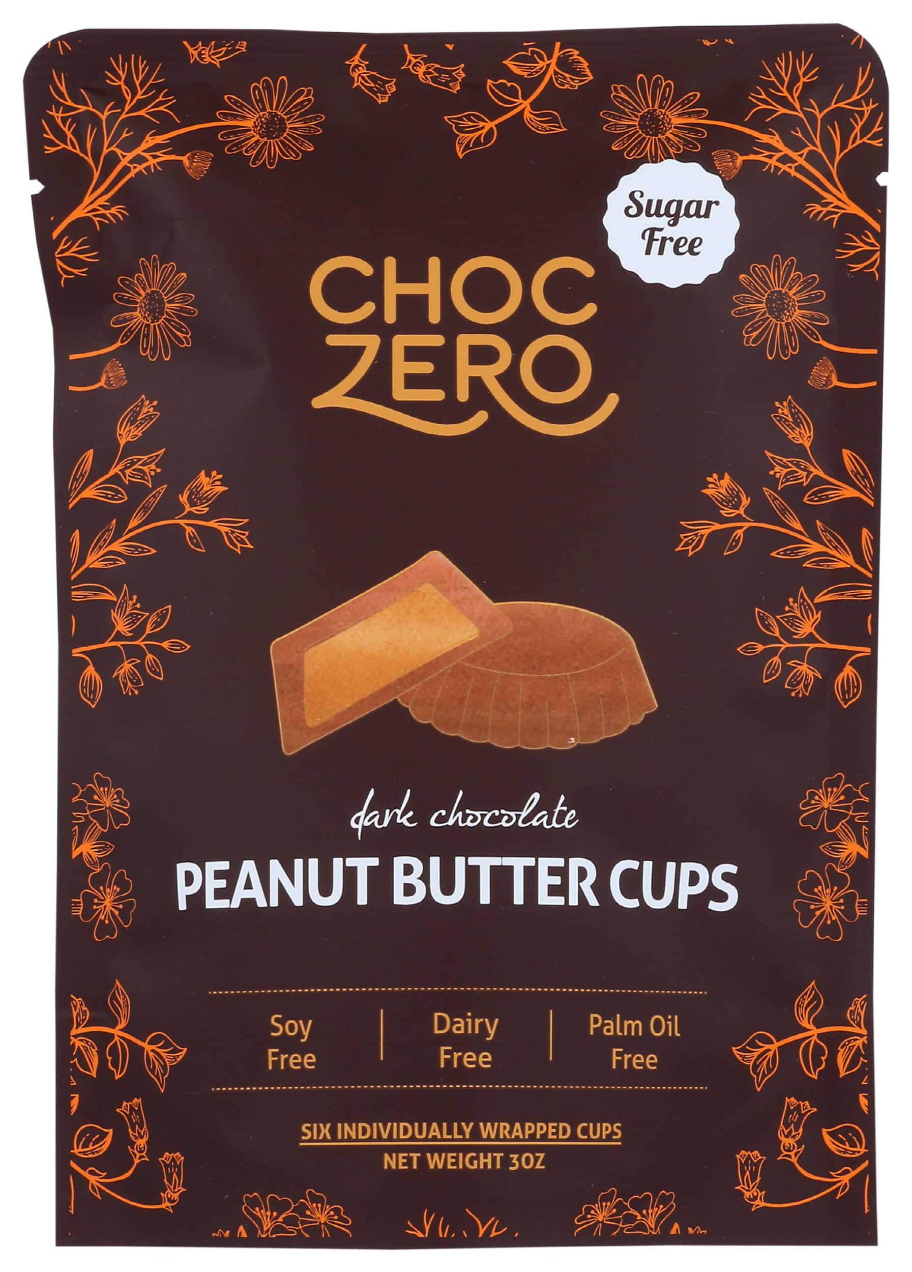 CHOCZERO Dark Chocolate Peanut Butter Cups, 3 OZ