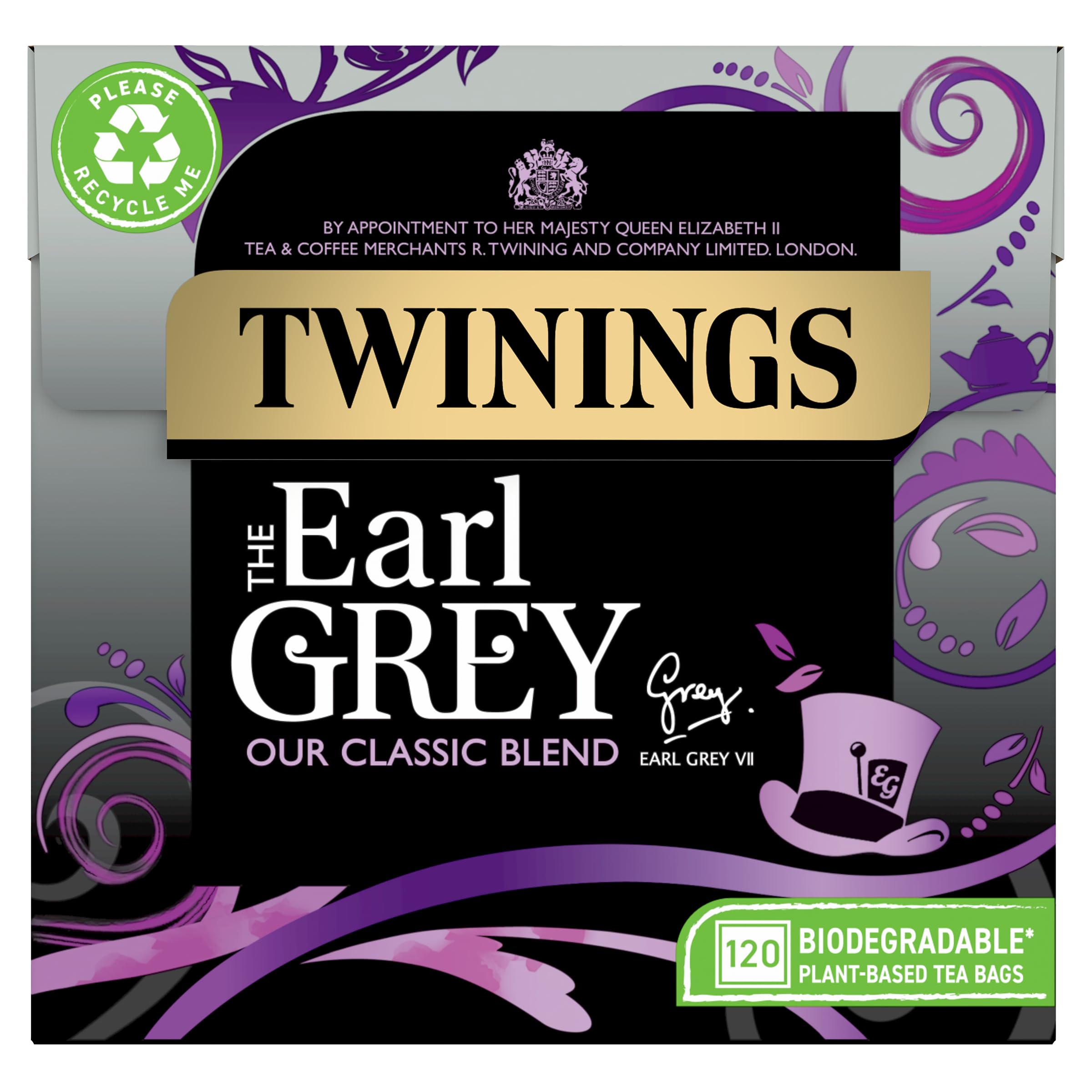 Twinings Earl Grey Full & Fragrant Earl Grey Tea Bags, Large Pack, 120 Biodegradable Tea Bags