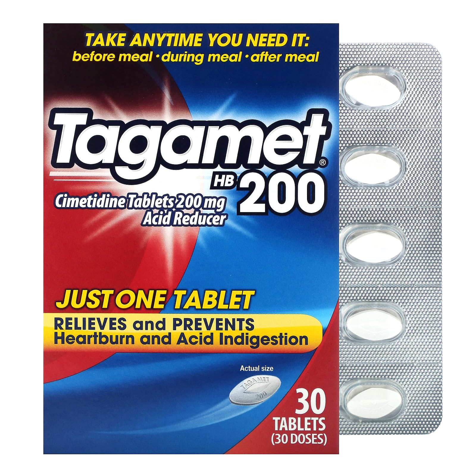 Tagamet HB 200 Acid Reducer Tablets, Cimetidine 200 mg, 30 ct