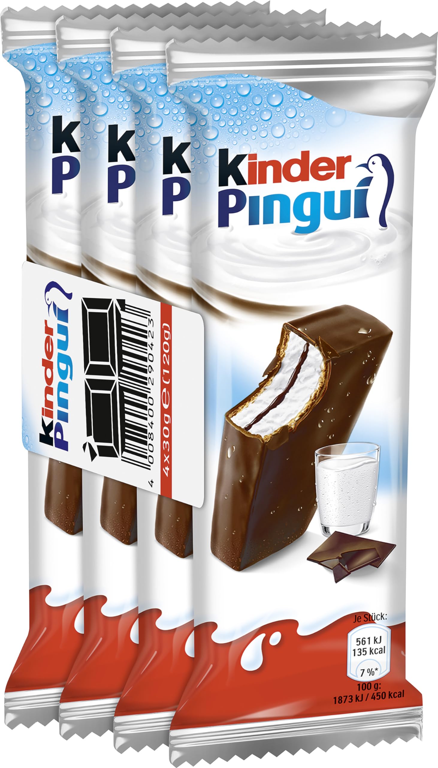 KinderPingui Chocolate Cream Snack, Pack of 4