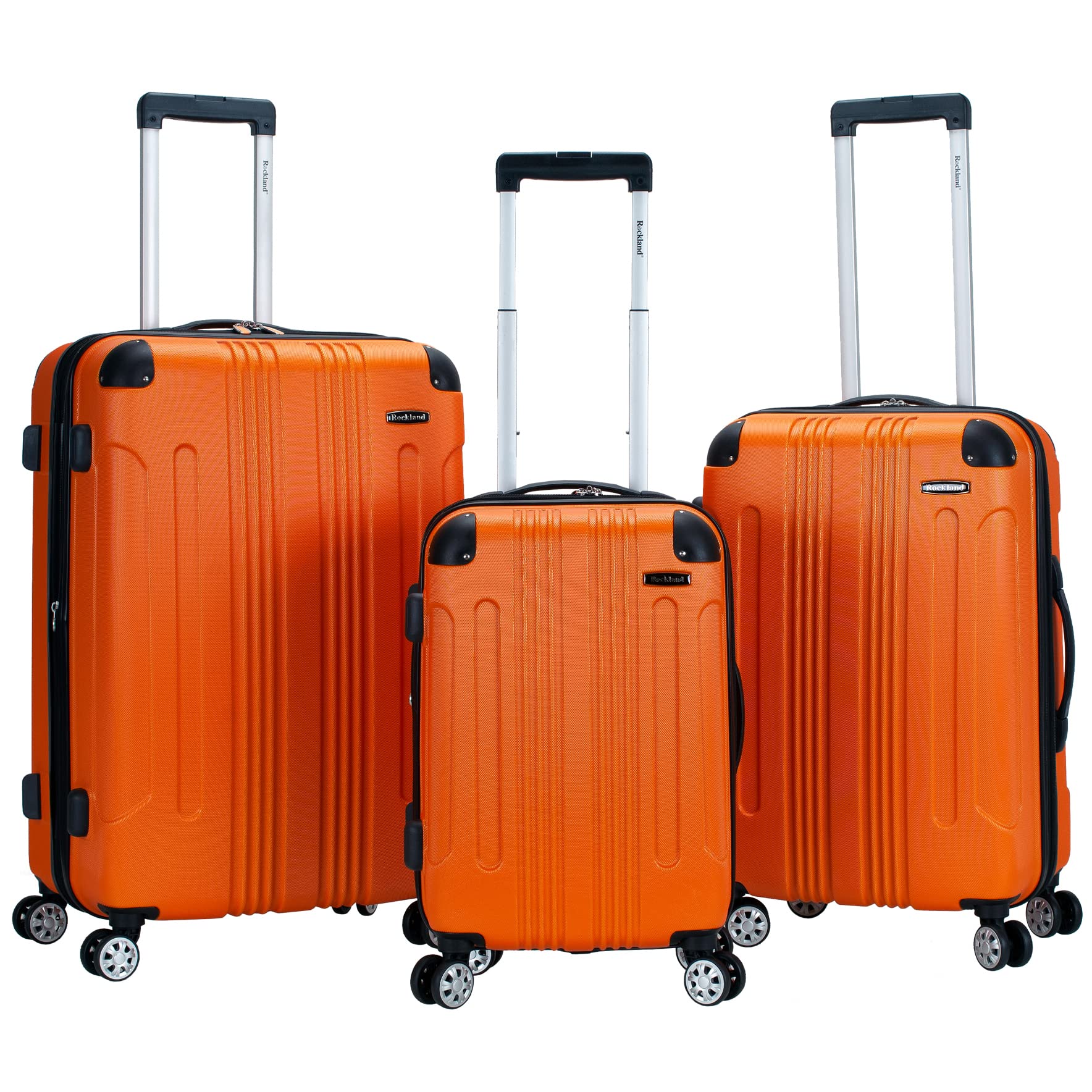 Rockland London Hardside Spinner Wheel Luggage, Orange, 28-24-20-Inch