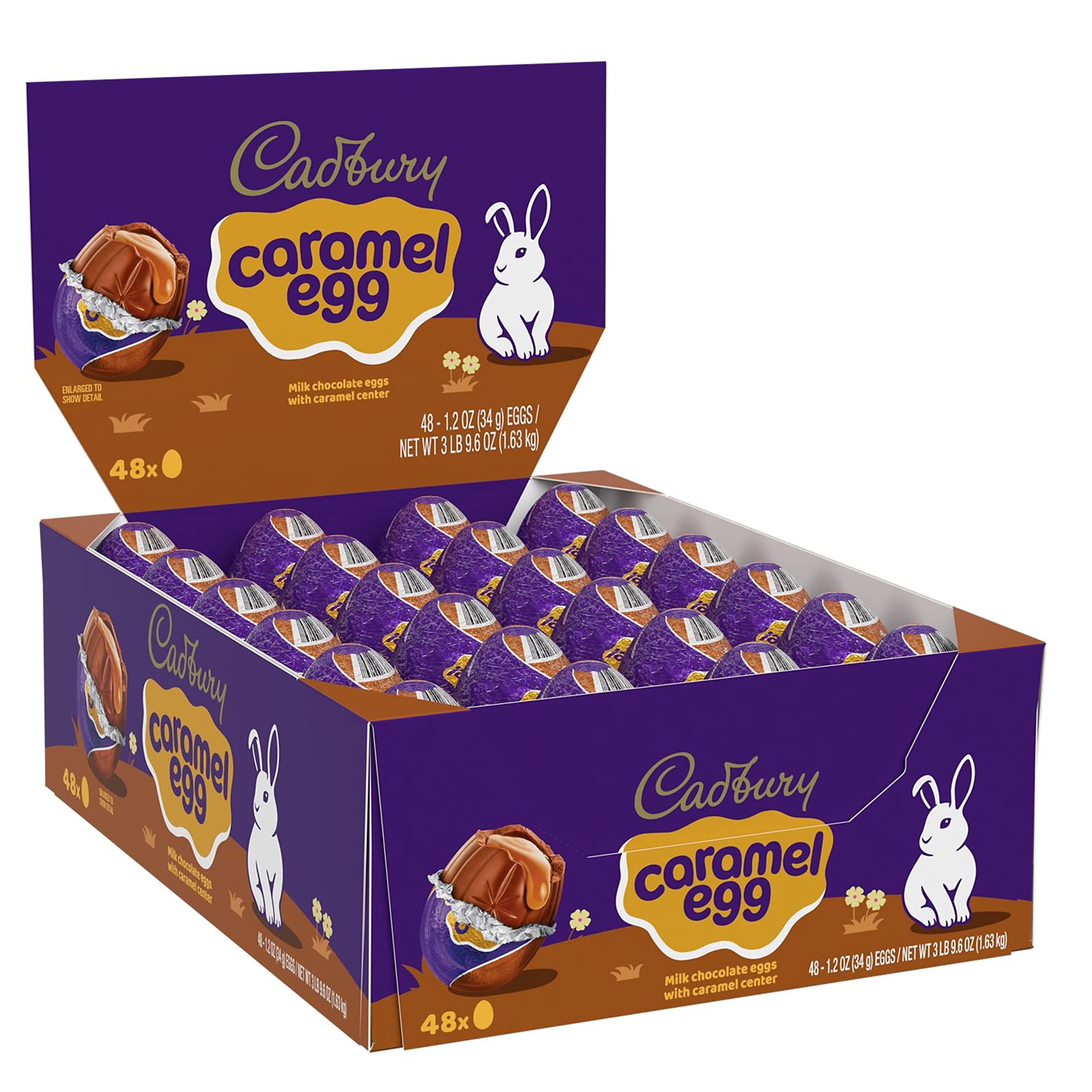 CadburyMilk Chocolate with Caramel Center Eggs Candy, Bulk Easter, 1.2 oz Packs (48 Count)