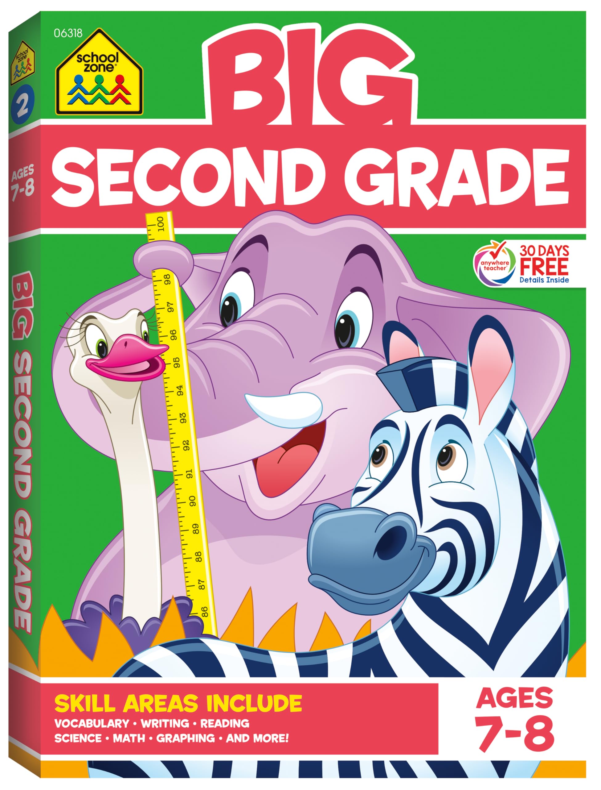 School Zone - Big Second Grade Workbook - 320 Pages, Ages 7 to 8, 2nd Grade, Word Problems, Reading Comprehension, Phonics, Math, Science, and More (School Zone Big Workbook Series) Paperback – April 10, 2019