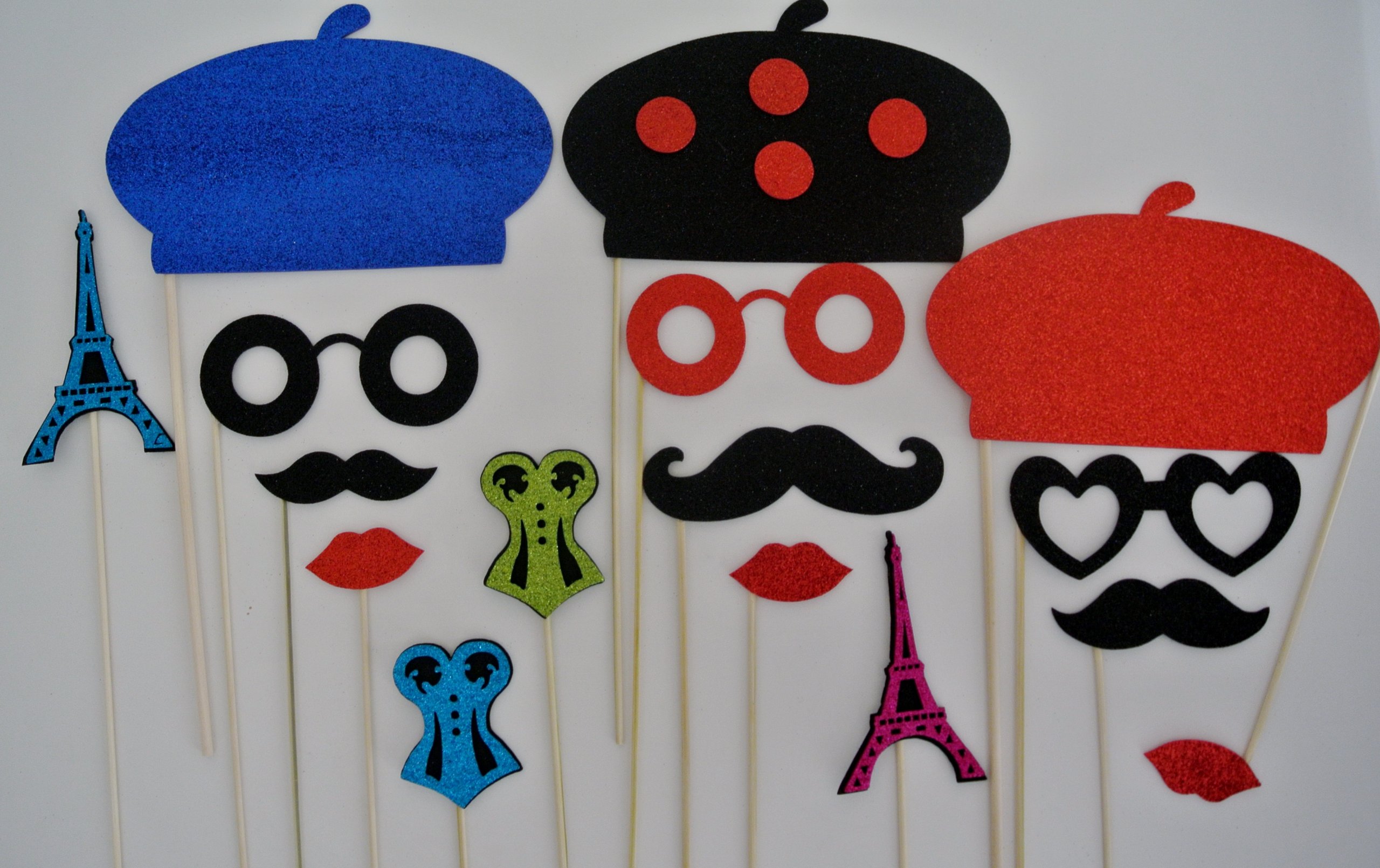 Parisian Inspired Deluxe Kit Photo Booth Props Mustache on a Stick Mustache bash France se la vie. oh lala Props