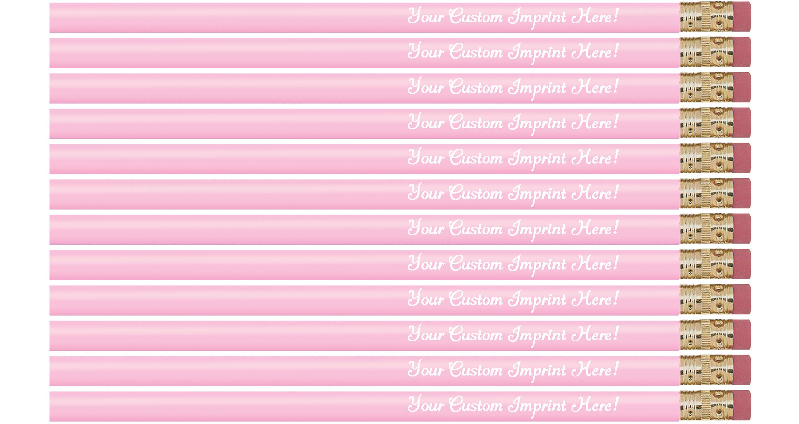 Express Pencils™ Personalized Pencils - Round - Custom Imprinted with name or message - Made in Usa - Customizable -12 piece pkg (Pastel Pink)