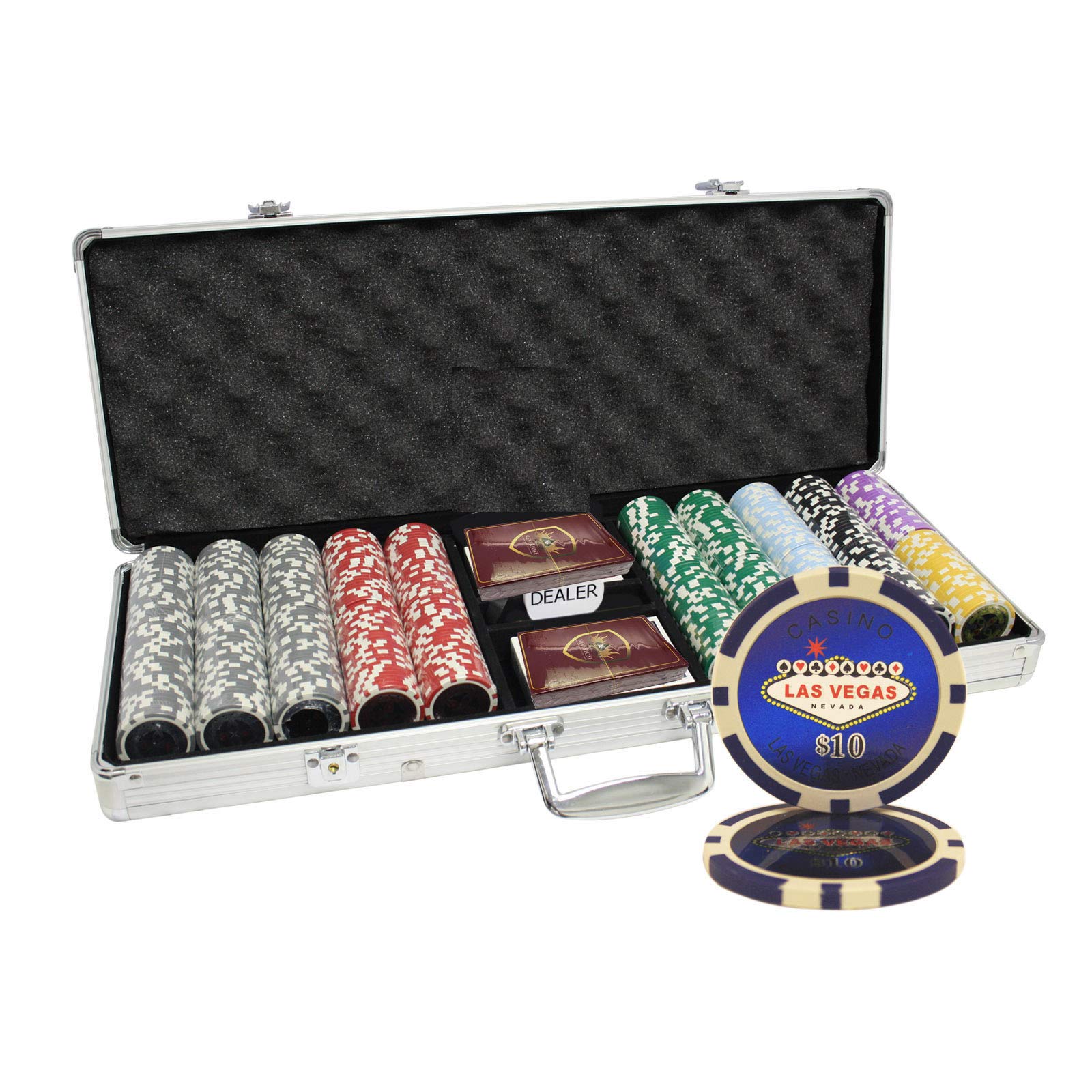 MRC 500pcs Las Vegas Laser Poker Chips Set with Aluminum Case