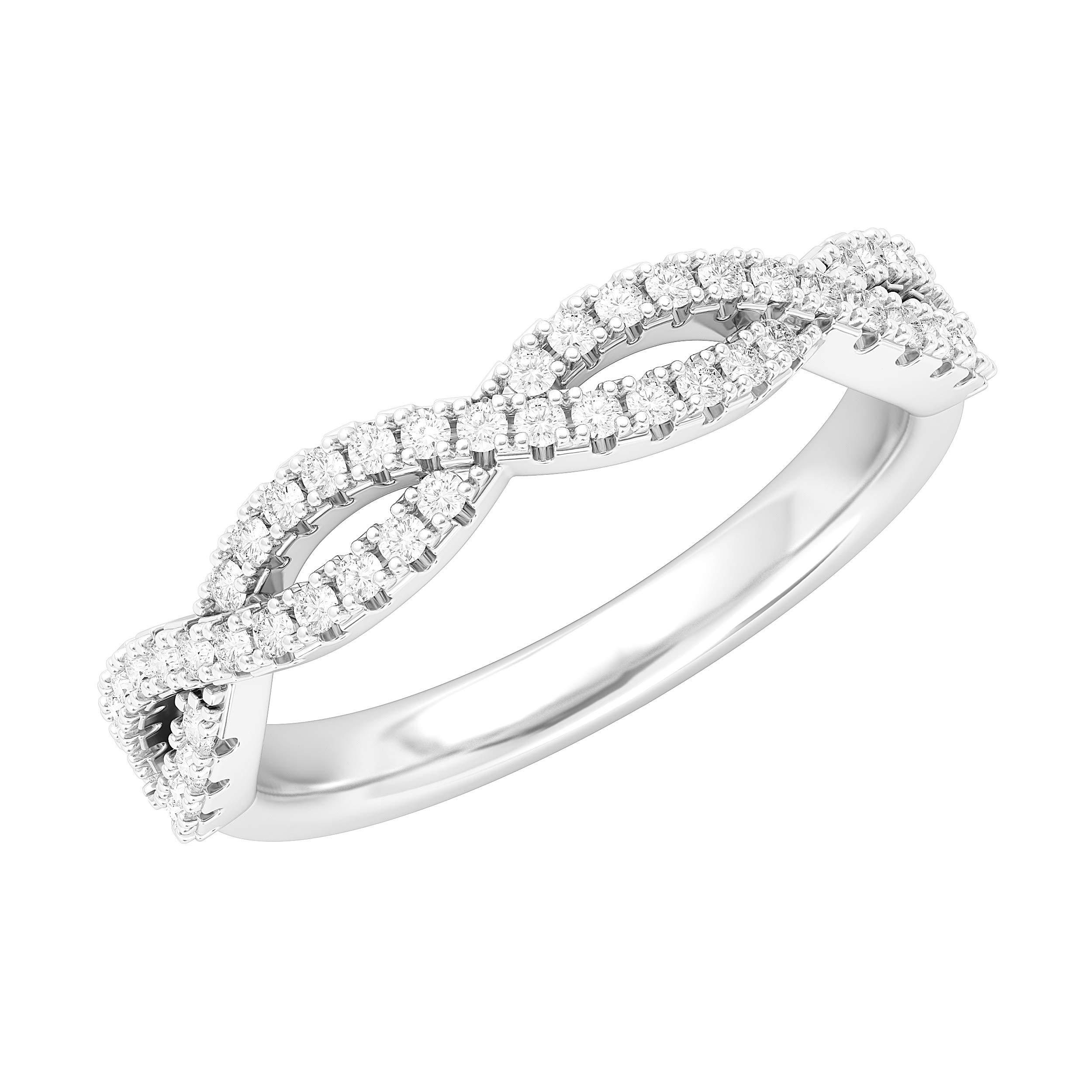 THELANDA Sterling Silver Infinity Twist Wedding Ring Half-circle Simulated Diamond Matching Ring For Women