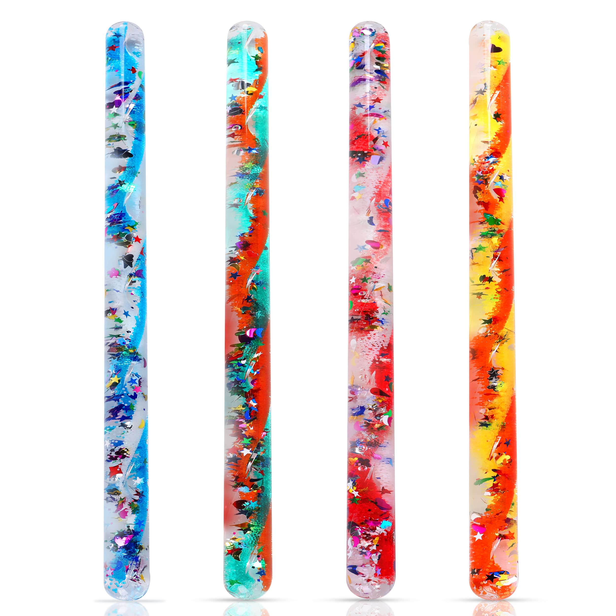 Pack of 4 Spiral Glitter Wand Tubes 32 cm Long Multicoloured By Playlearn