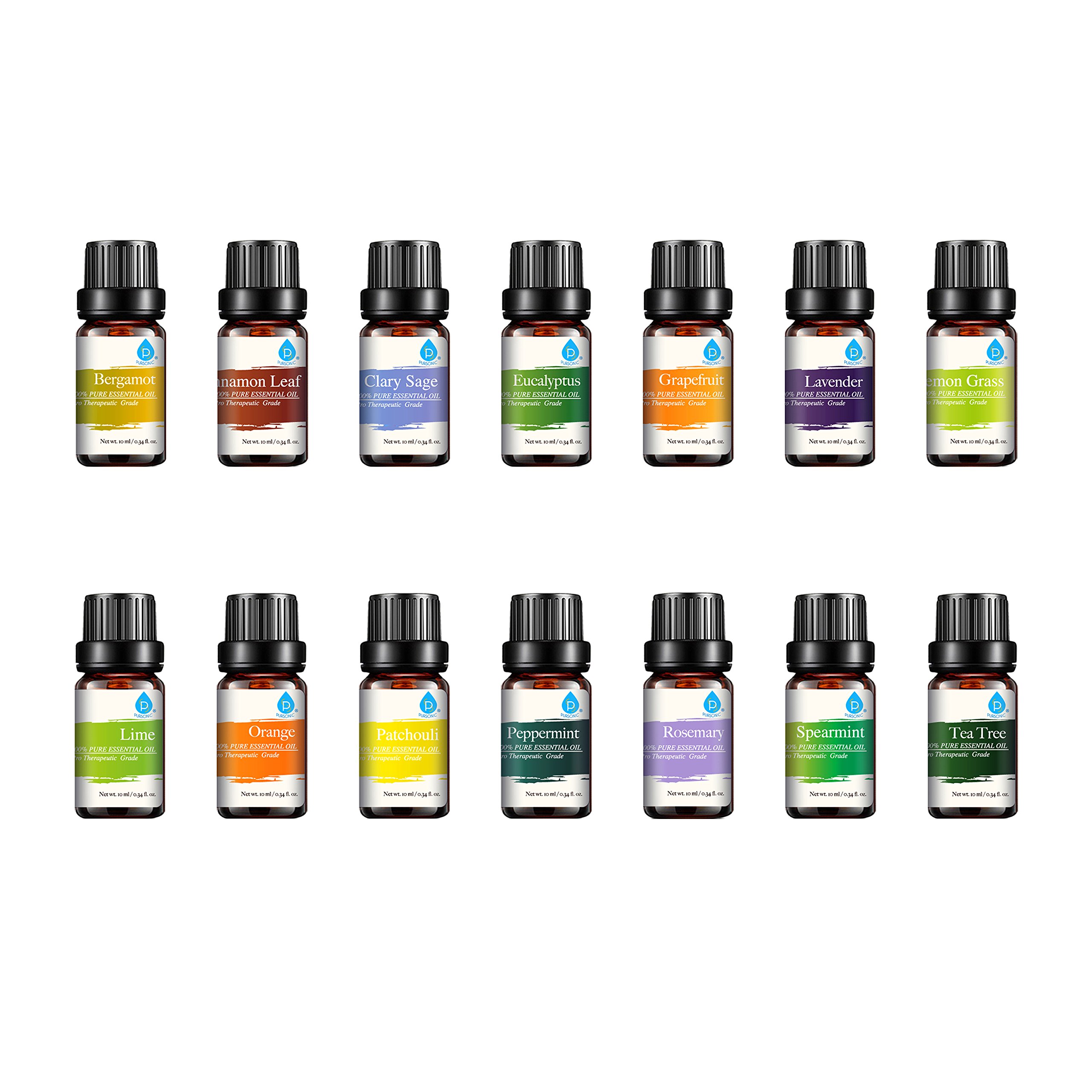 Pursonic 100% Pure Essential Aromatherapy Oils Gift Set-14 Pack - 10ML