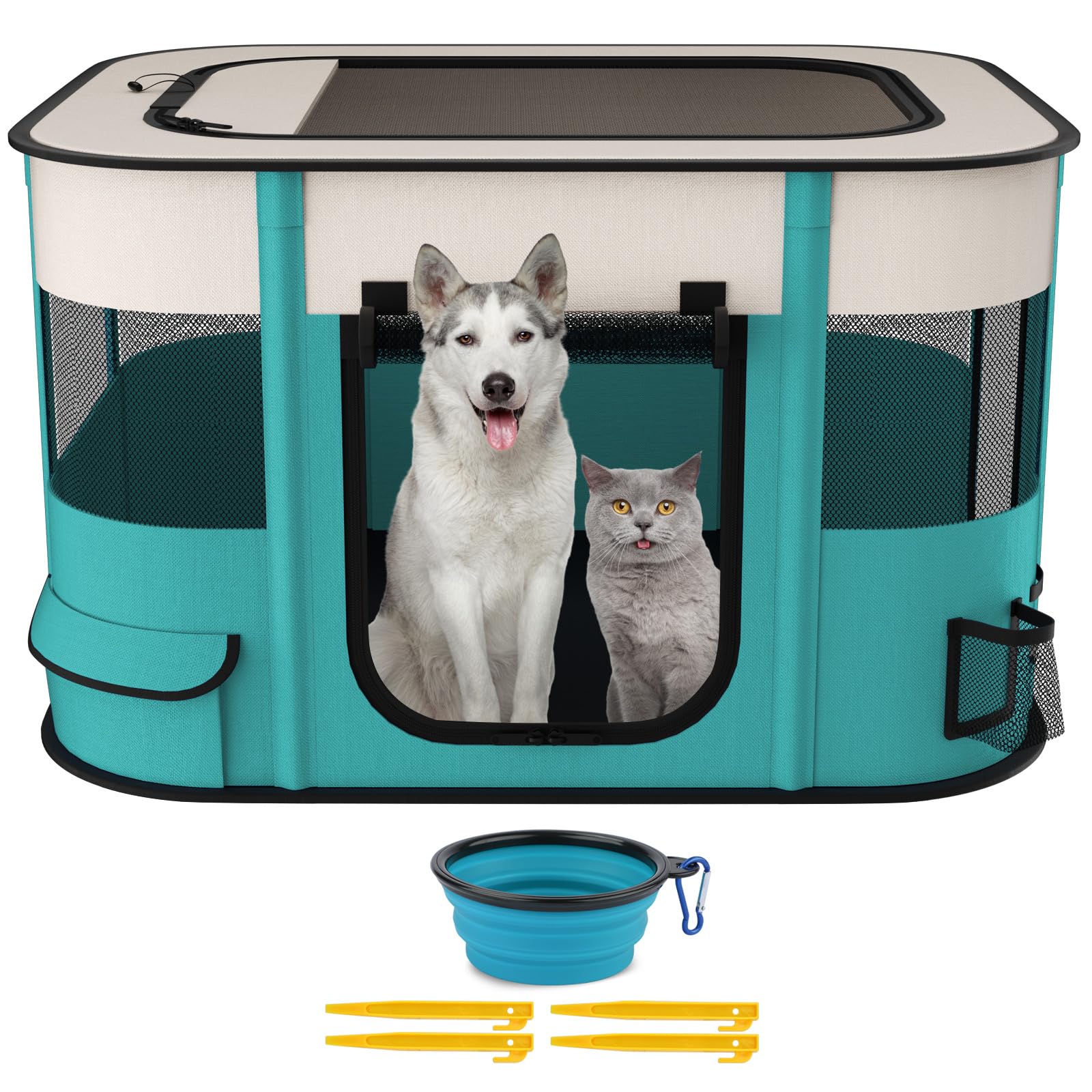 Foldable Pet Playpen,Portable Dog Cat Crate Pet Kennel Tent, Puppy playpen Indoor, Free Carrying Case,Outdoor Travel Use Camping for Small Large Dogs,Cats,Animals