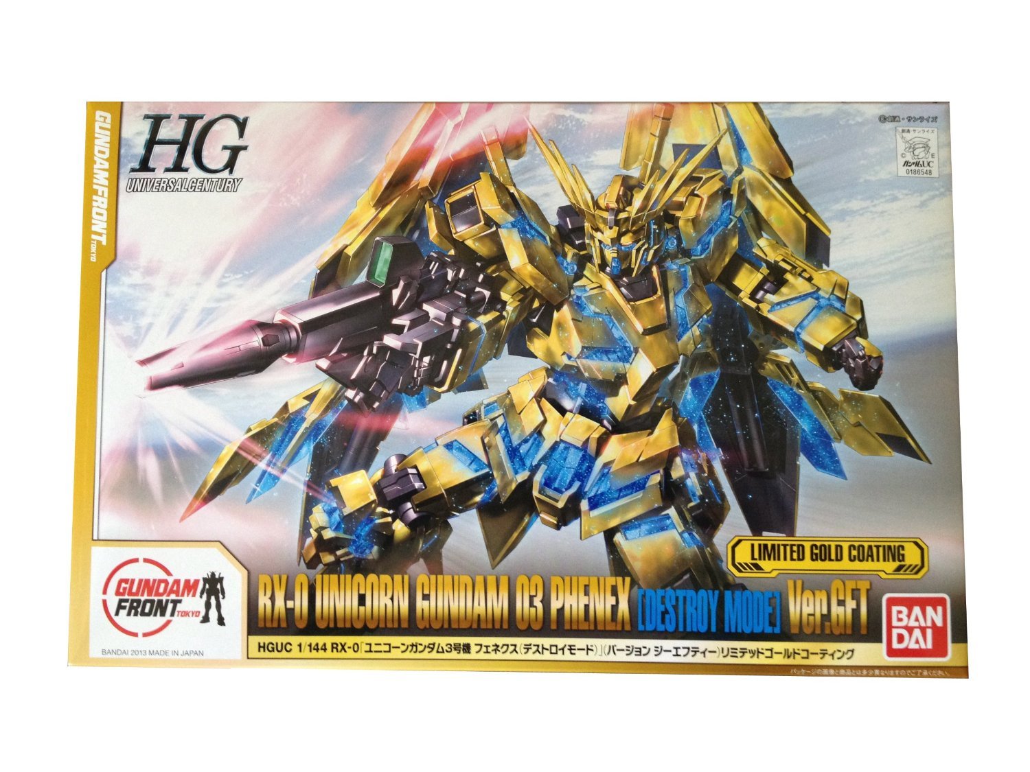 LIMITED GOLD COATING HGUC RX-0 UNICORN GUNDAM 03 PHENEX (DESTROY MODE) Ver.GFT MODEL KIT by Bandai