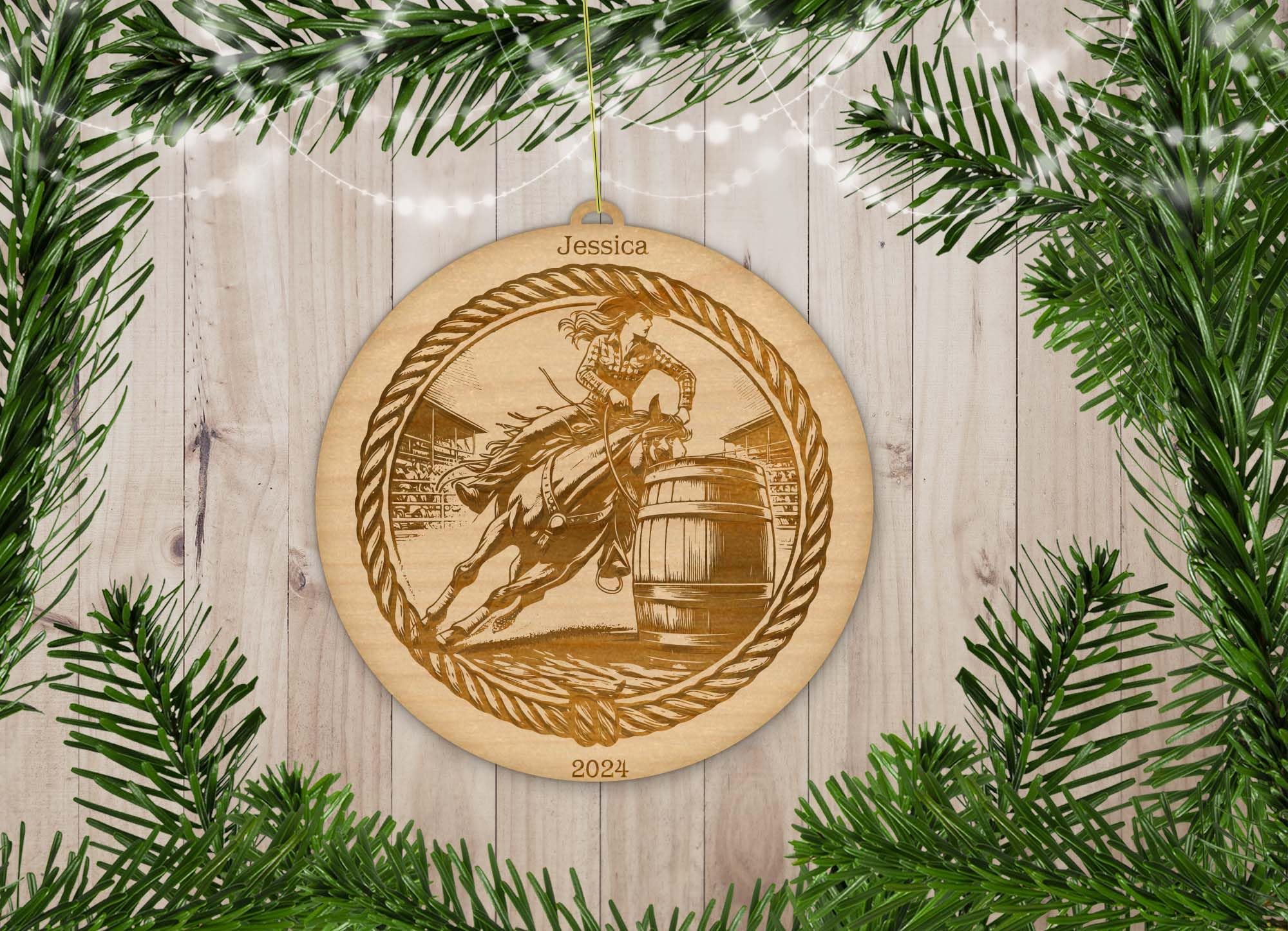 Barrel Racer Ornament Personalized Christmas Stocking Name Tag Gifts For Rodeo Secret Santa Ideas