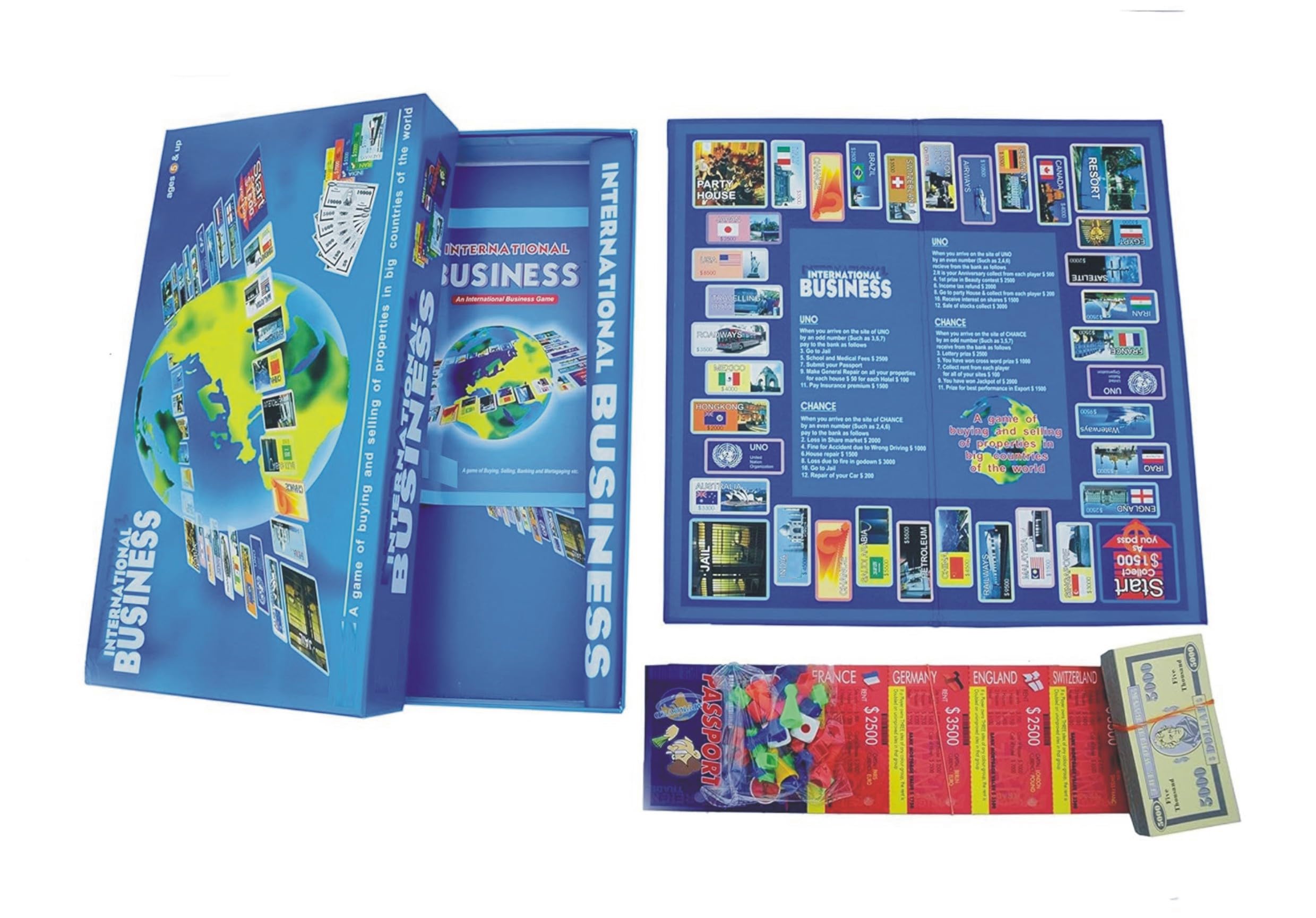 BKDT Marketing Business India Board Game 5 in 1 Board Game with Other Games Like Ludo, Snakes Ladder, Car Rally & Cricket (Business International)