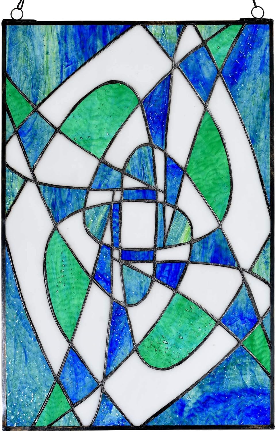 Amazon.com: Bieye W10057 Geometric Drawing Tiffany Style Stained Glass  Window Panel with Chain, 12&quot; W x 18&quot; H, Green : Home &amp; Kitchen