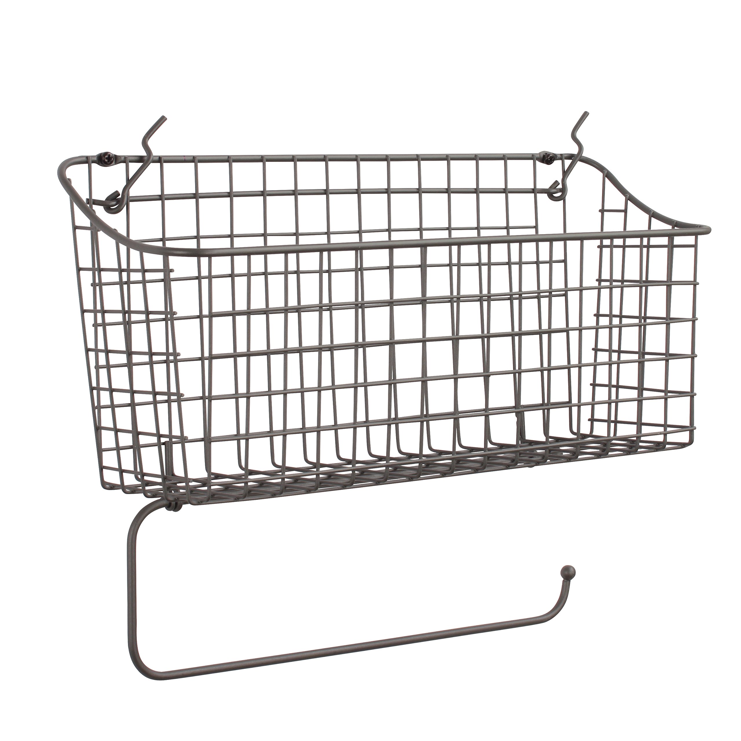 Spectrum Diversified Pegboard/Wall Mount Basket and Paper Towel Holder, Industrial Gray