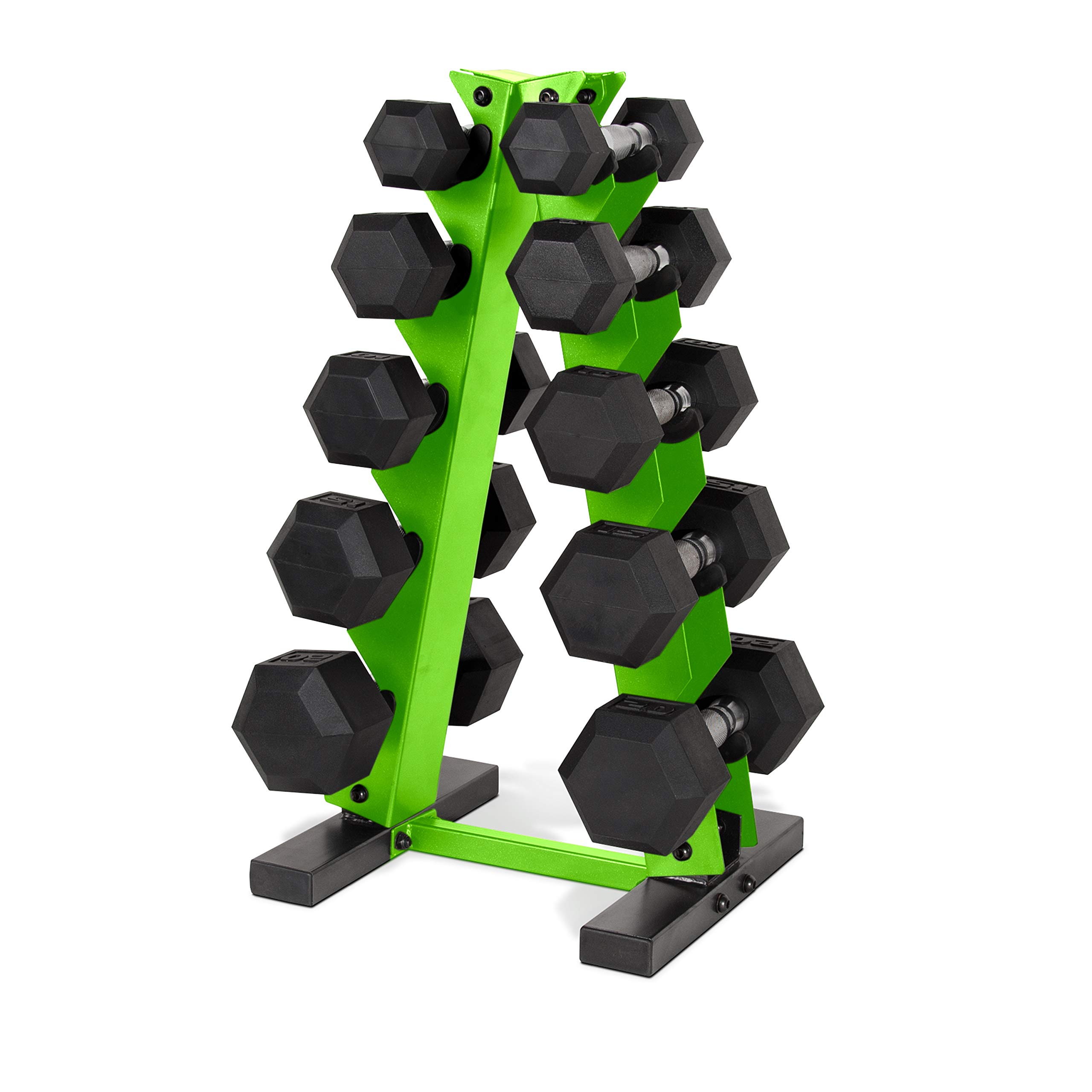 Cap Barbell150 LB Coated Hex Dumbbell Weight Set with Vertical Rack | Multiple Colors