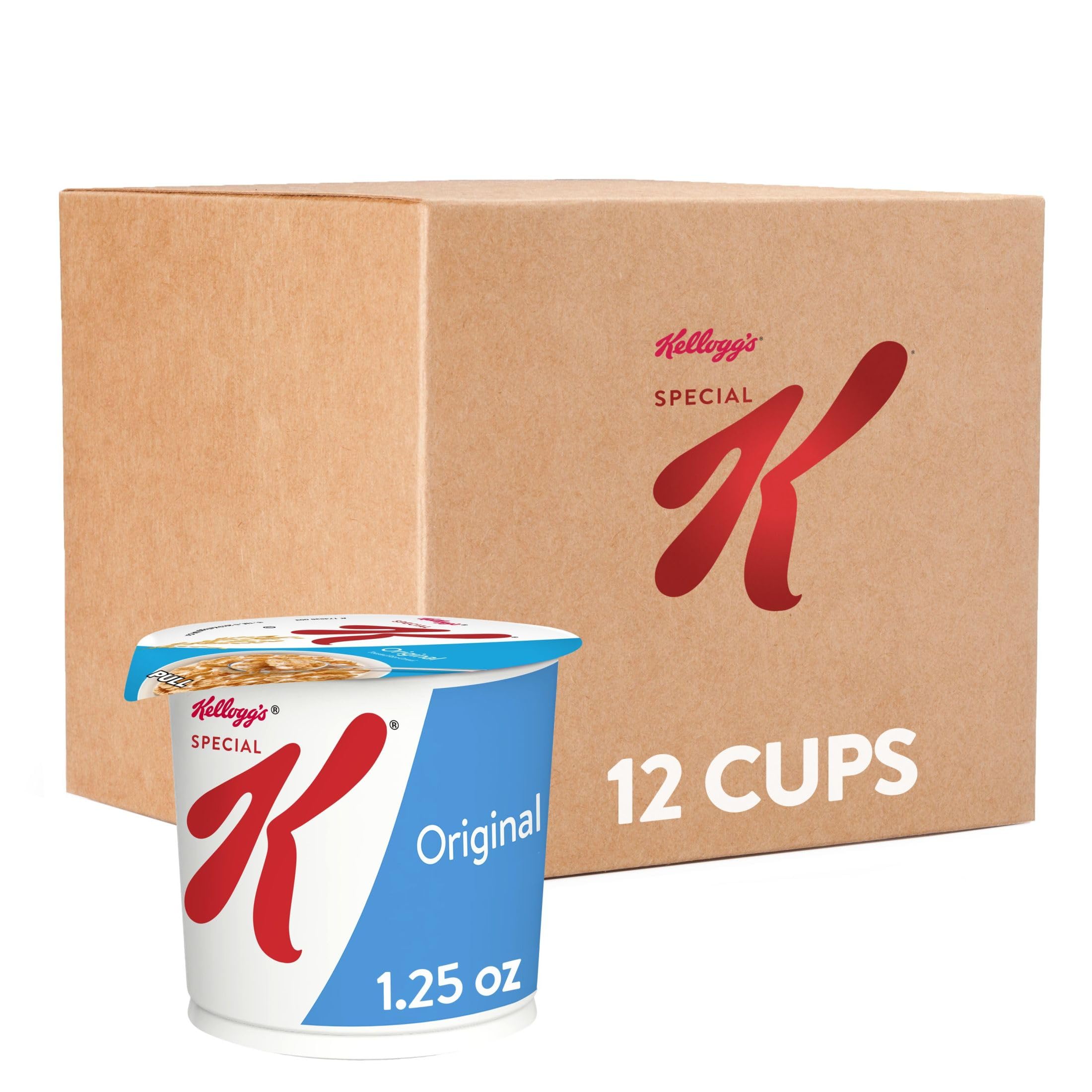 Kellogg's Special K, Breakfast Cereal in a Cup, Original, Bulk Size, 12 Count (Pack of 2, 7.5 oz Trays)