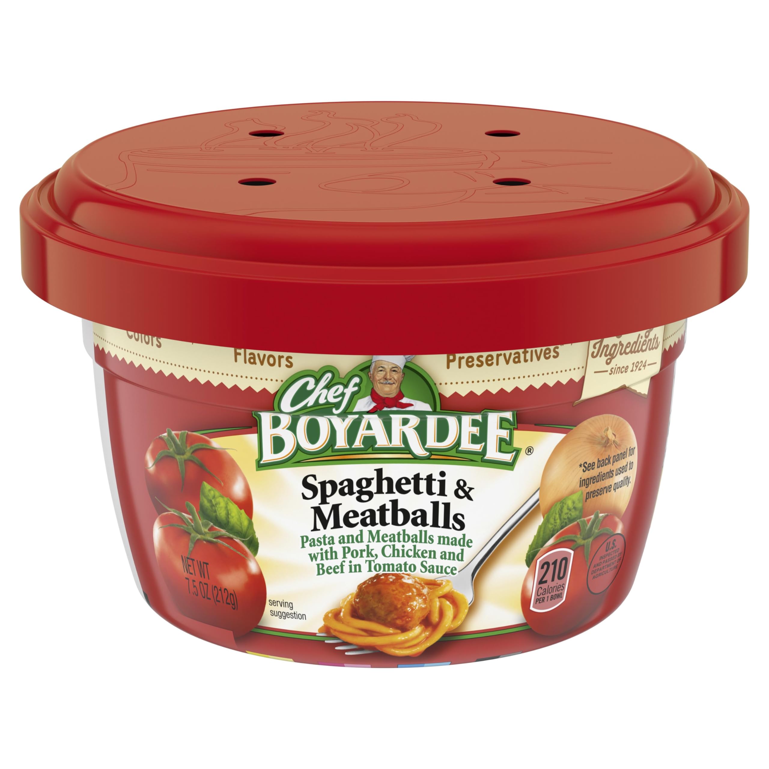 Chef Boyardee Spaghetti and Meatballs in Tomato Sauce, Microwave Food, 7.5 OZ Microwaveable Bowl (12 Bowls)