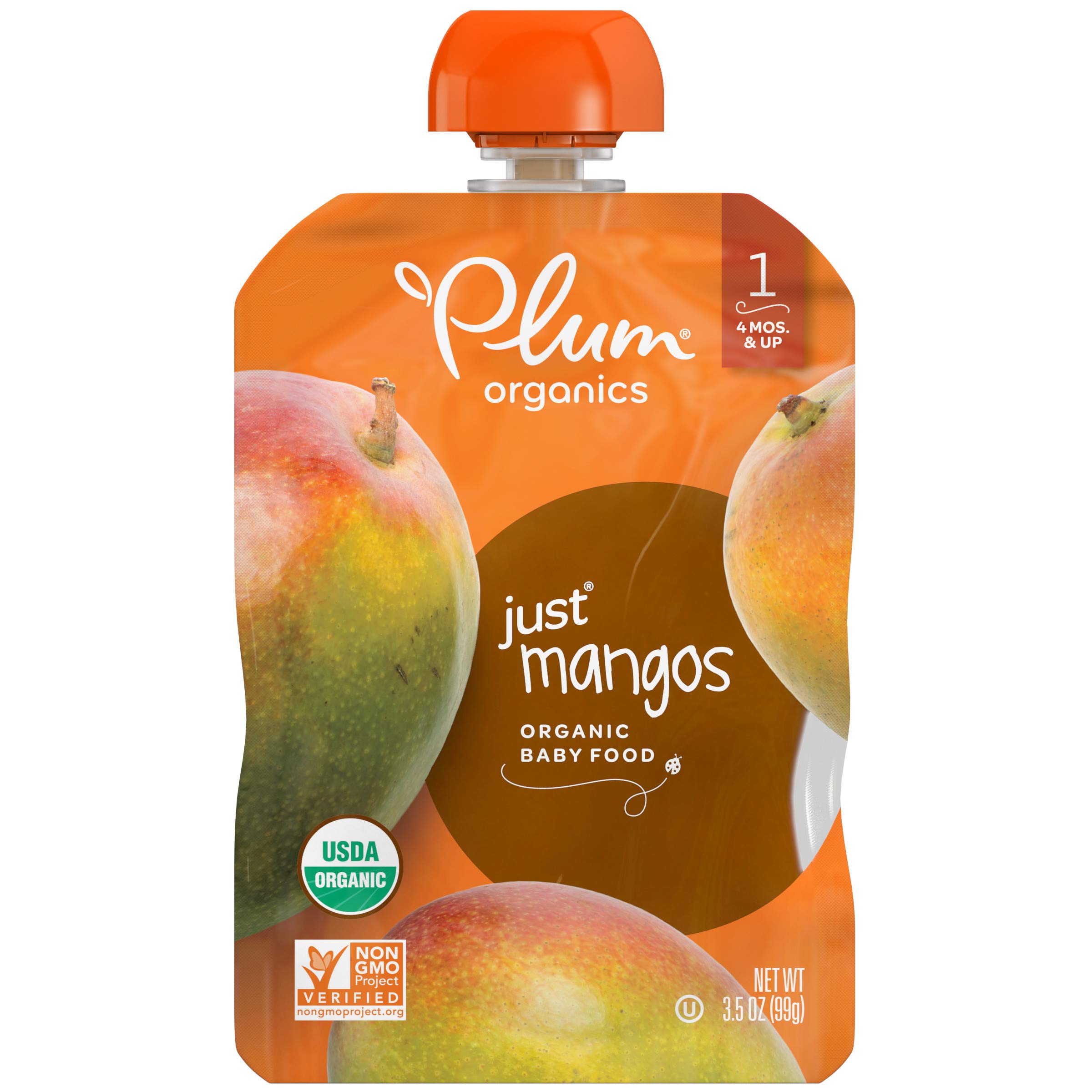 Plum Organics Just Fruit - Organic - Mangoes - Stage 1 - 4 Months And Up - 3.5 Oz - Case Of 6