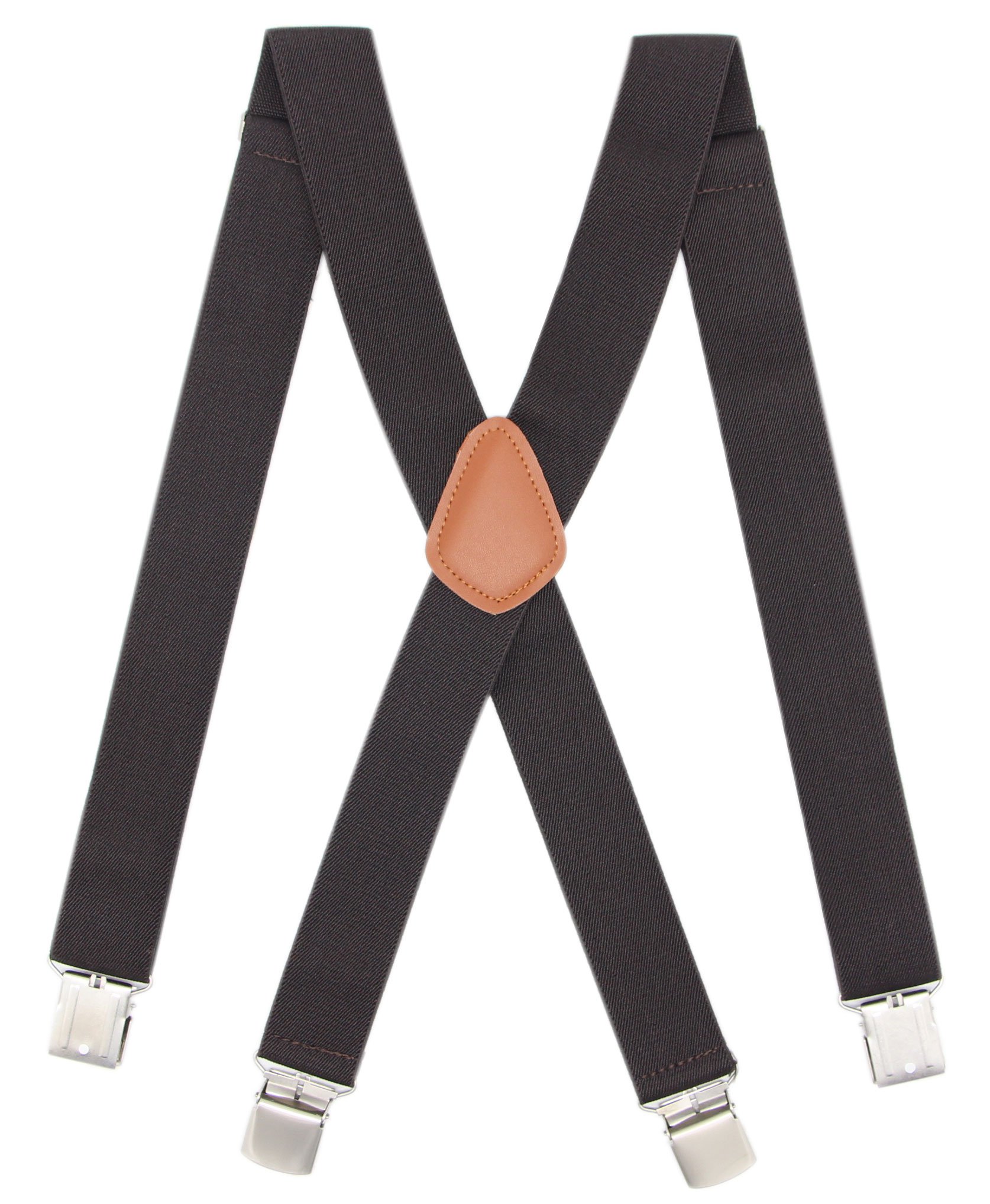 BiotertiMenââ‚¬â„¢s Heavy Duty X- Back Suspenders-Adjustable Size, Long & Elastic Braces (Coffee)