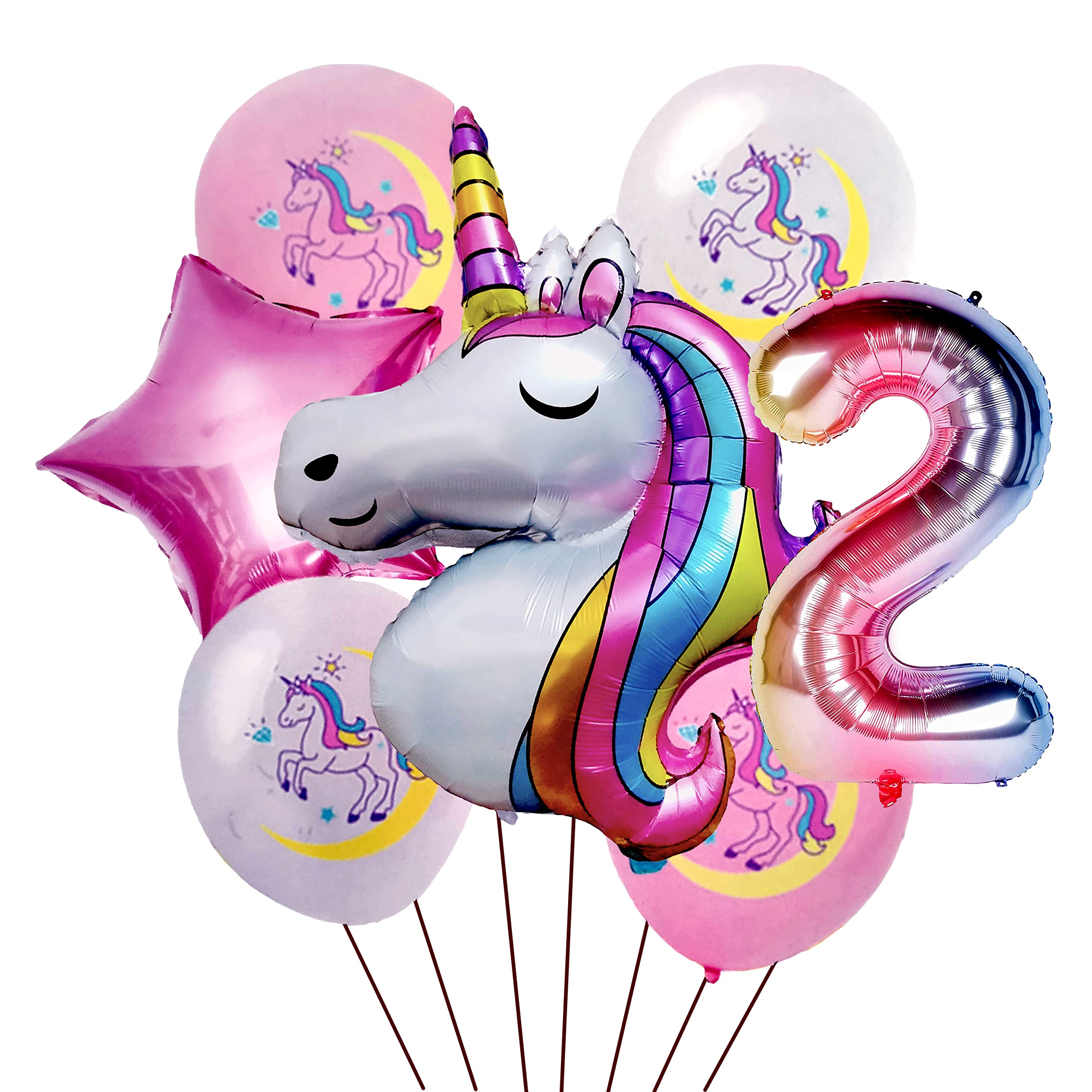 Propsicle Birthday Foil 2 Number Unicorn Balloon Pink For Second 2nd Birthday Princess Girl Party Decoration Item