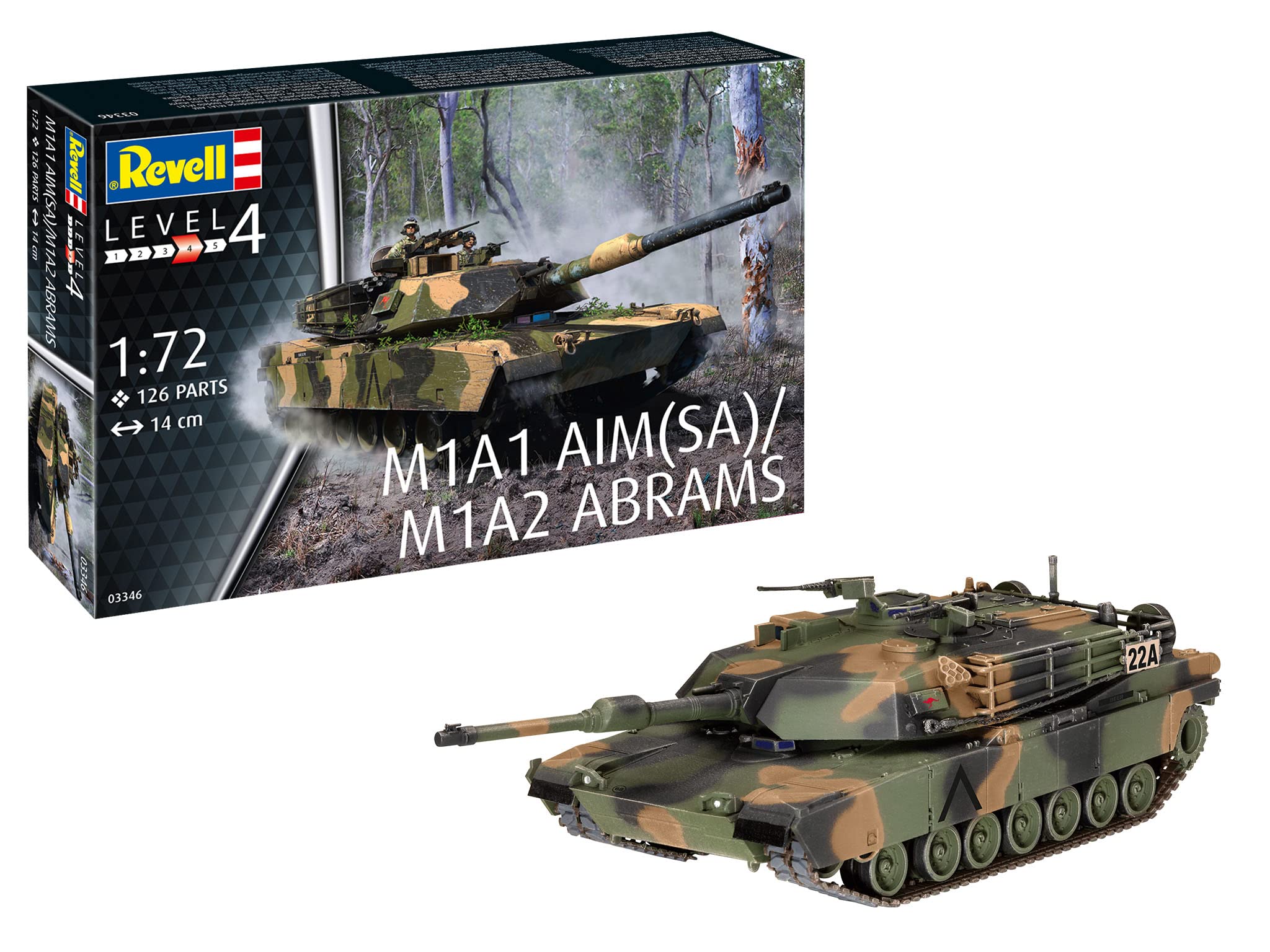 Revell03346 M1A2 Abrams Tank 1:72 Scale Model Kit Modle, Multicoloured