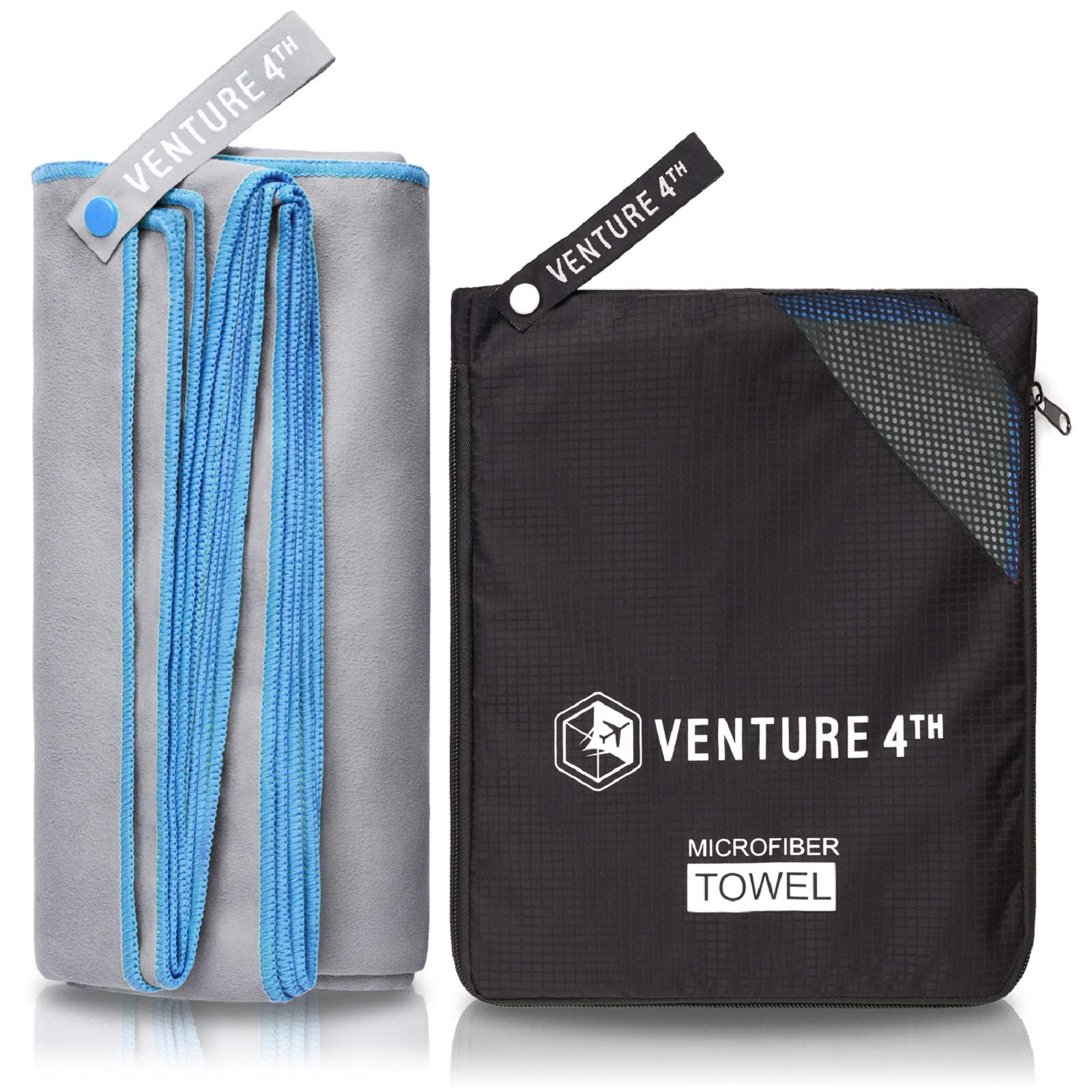 VENTURE 4THQuick Dry Travel Towel - Fast Drying Ultra Soft Microfiber Towels - Essential for Camping, Backpacking, Yoga, Swimming, Gym, Sports and Beach - 3 Compact Sizes