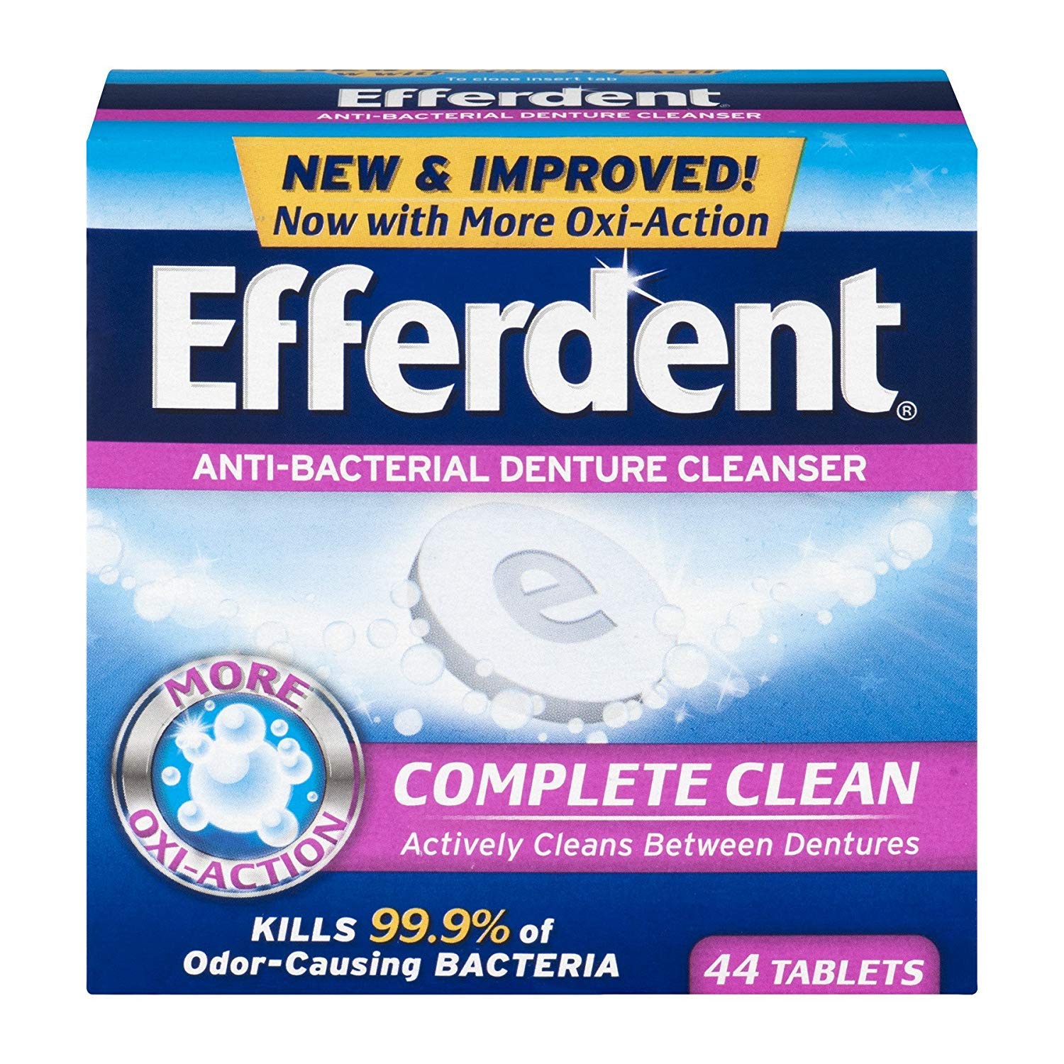 EfferdentDenture Cleanser Tablets Anti-Bacterial - 44 ct, Pack of 2