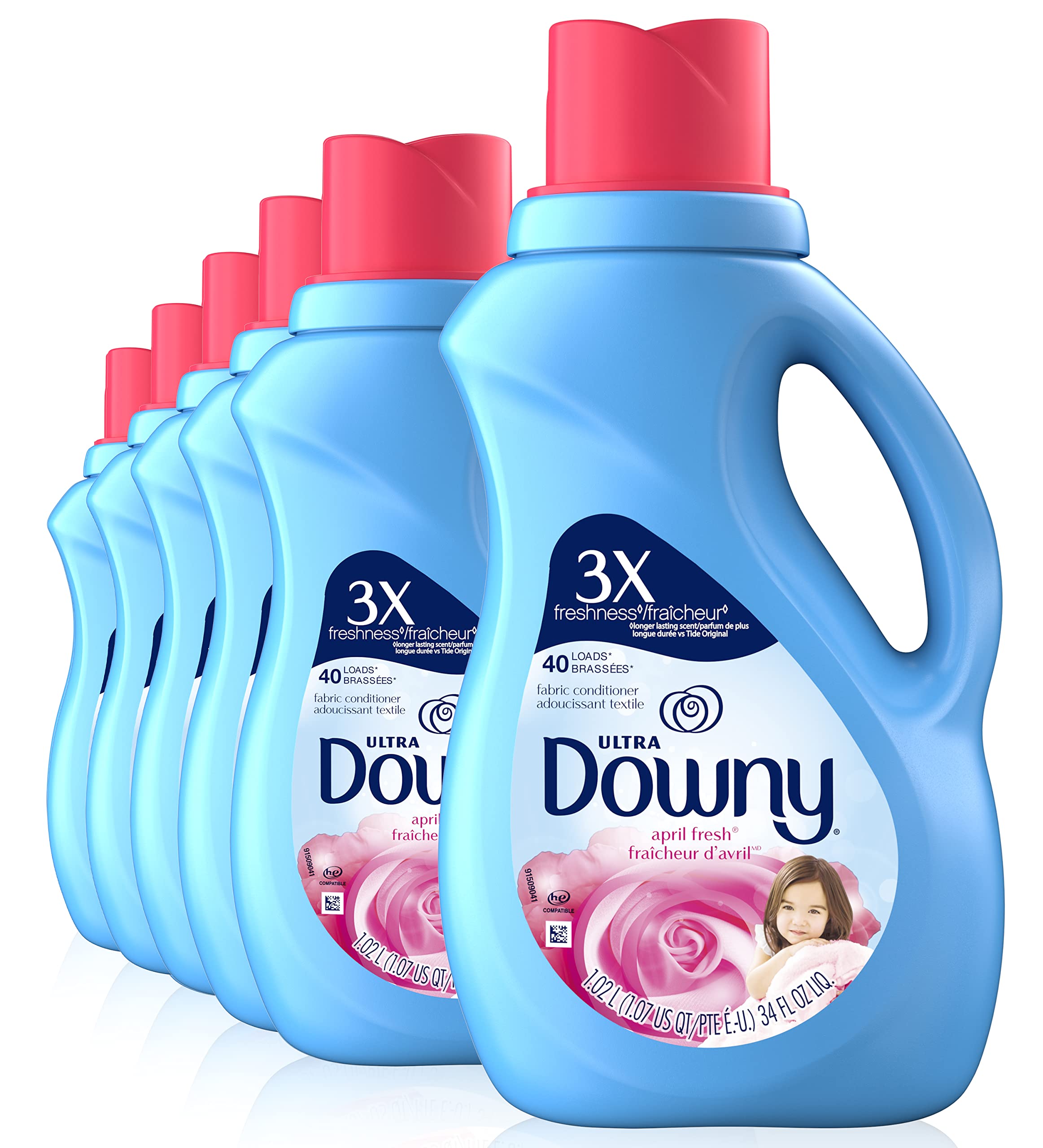 Downy Ultra April Fresh Liquid Fabric Softener 40 Loads 34 Fl Oz (Pack of 6)