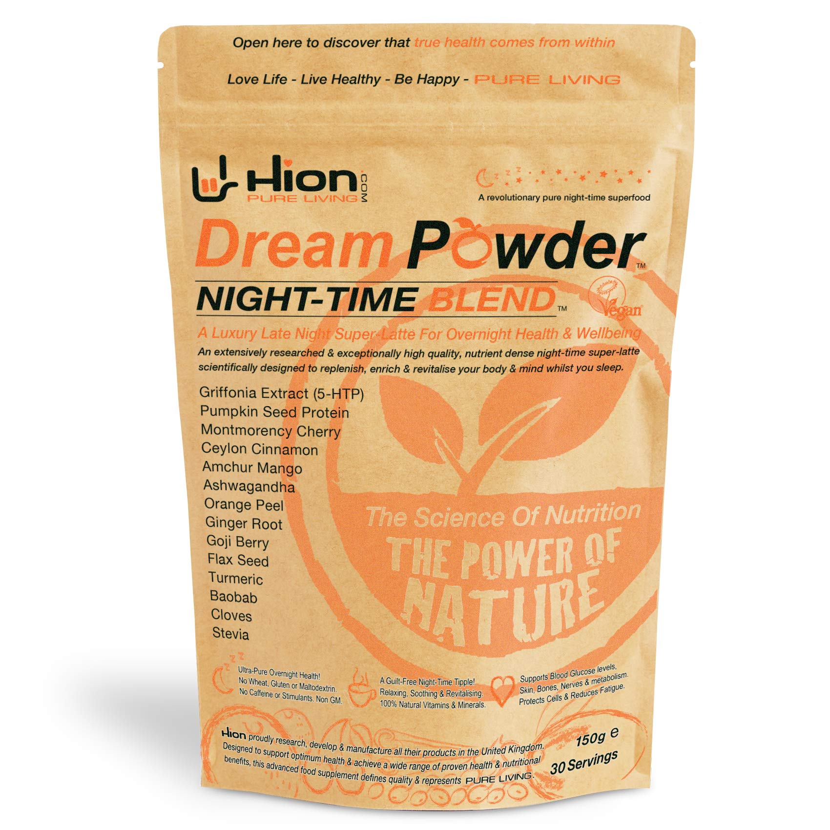 Hion Dream Powder - Night-Time Recovery Blend | 150g | 30 Servings | Rejuvenate & Harmonize Body & Mind as You Sleep