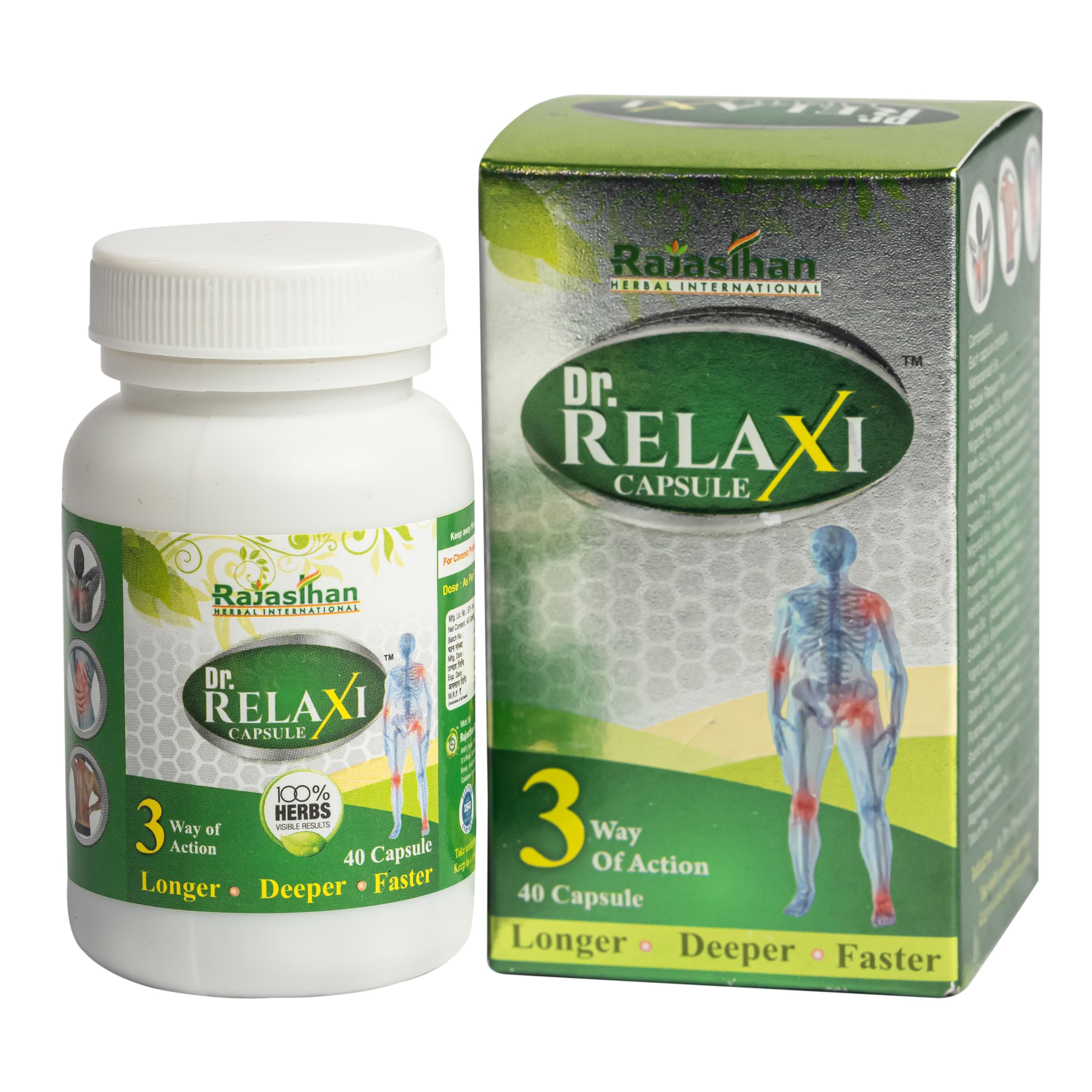 Dr Relaxi Capsule-40 Capsules (Ayurvedic), Helpful In Joint Pain & Arthritis (Pack of 1)-By Rajasthan Aushdhalaya