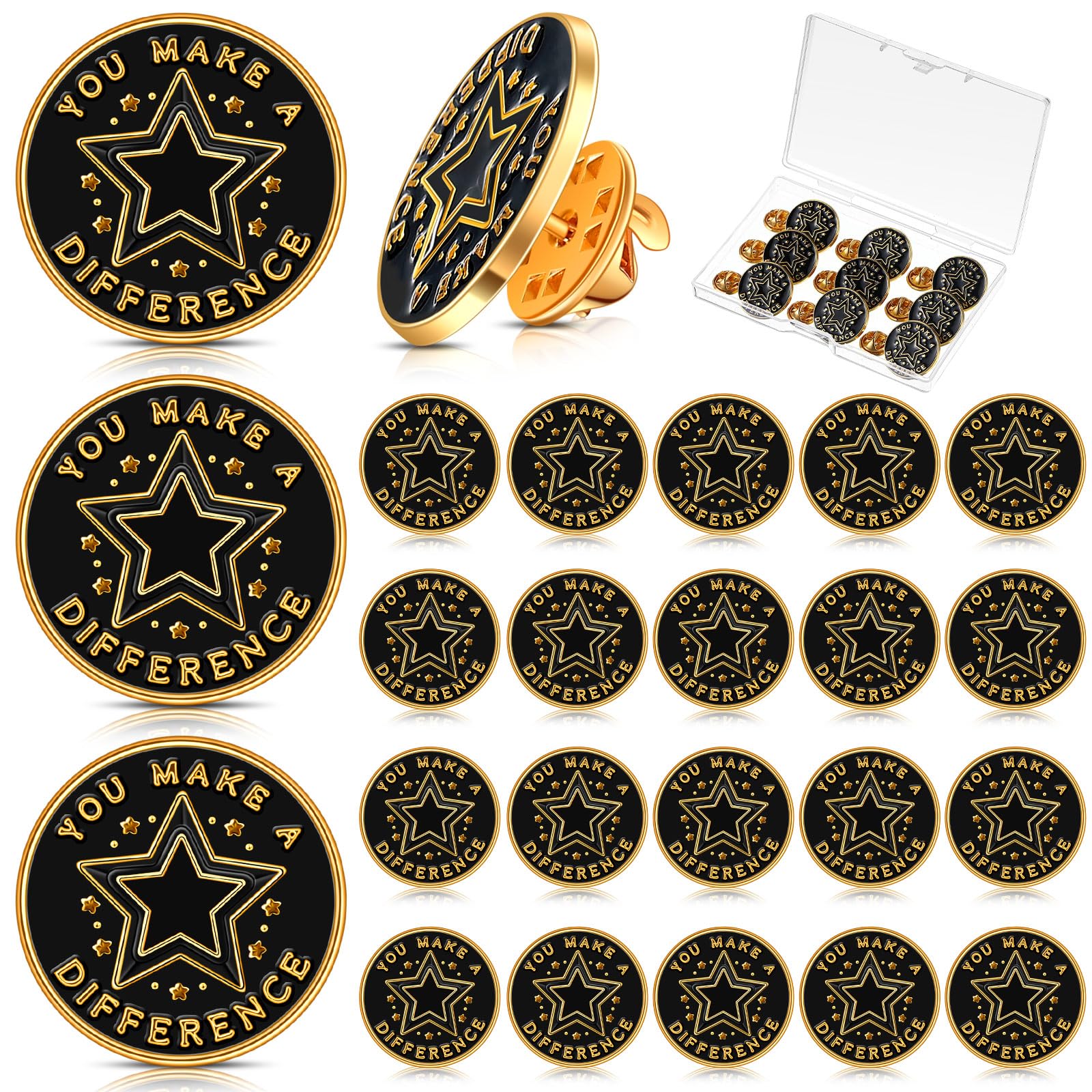 DilunaveDilunave 24 Pcs Employee of the Month Lapel Pin Employee Star Recognition Pins Employee of the Month Badge Employee Appreciation Gifts or Award Employees Staff Team Gift Coworkers Reward