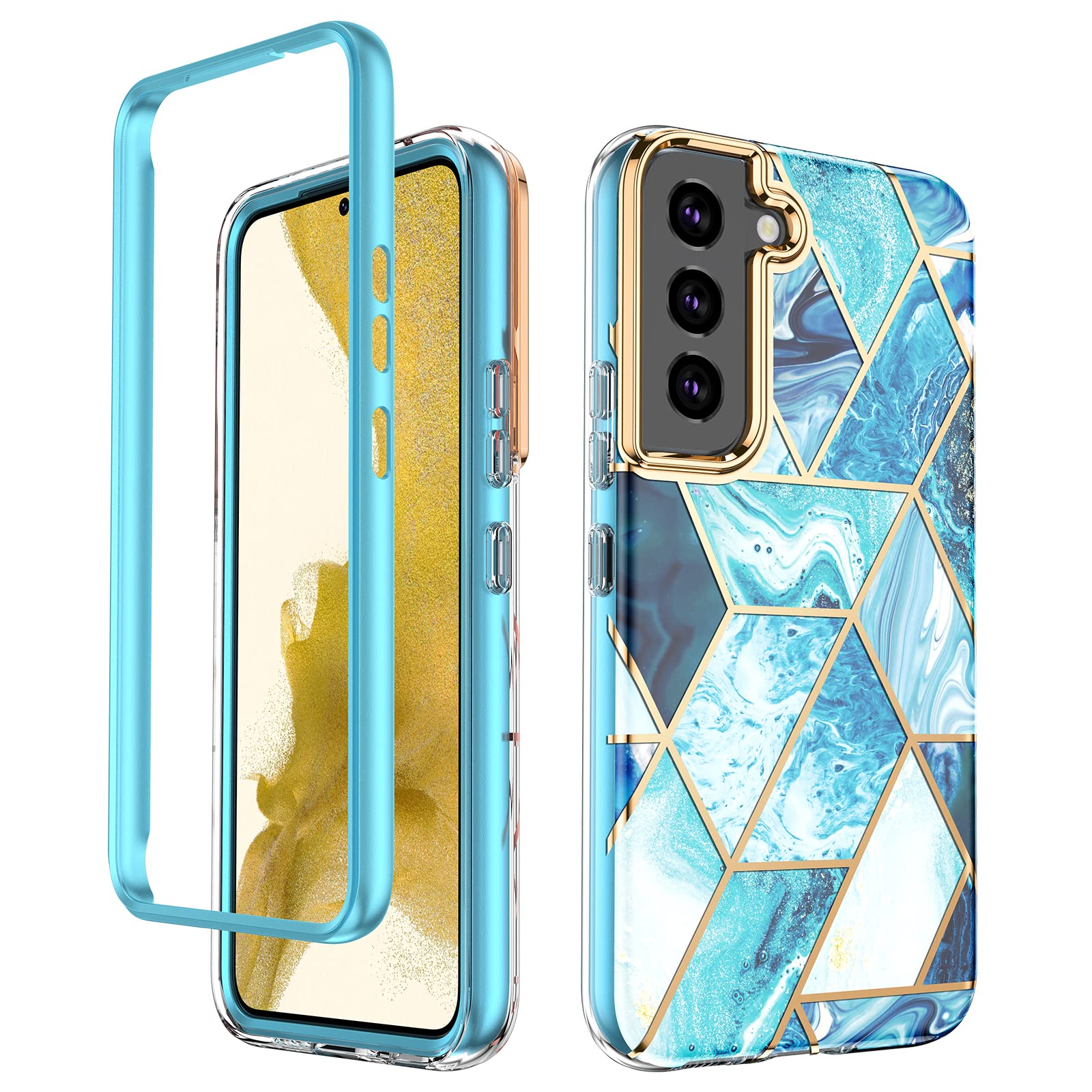 GOLINKMarble Case for 6.1" Samsung Galaxy S22 5G (2022 Release), Slim Stylish Protective Shockproof Bumper Case(Without Built-in Screen Protector)-Blue