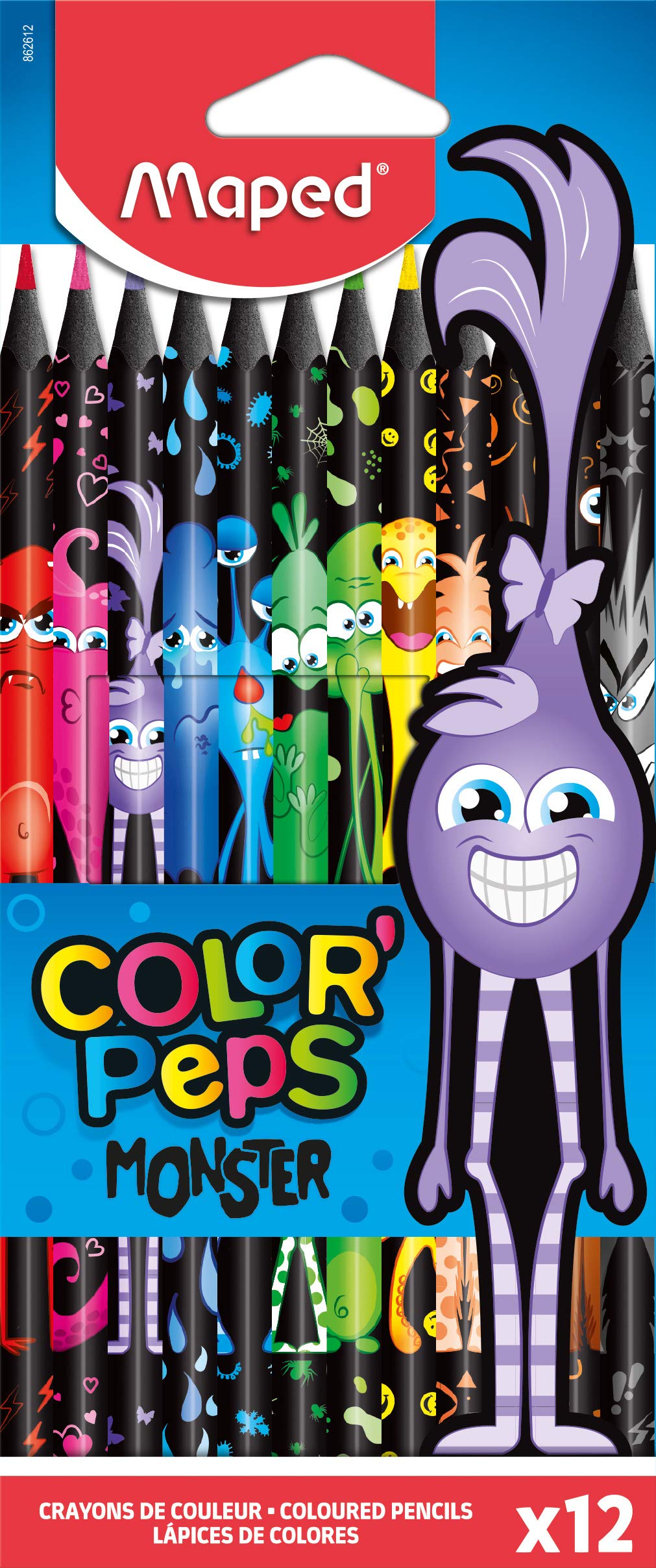 Maped Color Peps Monster Design Colouring Pencils (Pack of 12), 862612