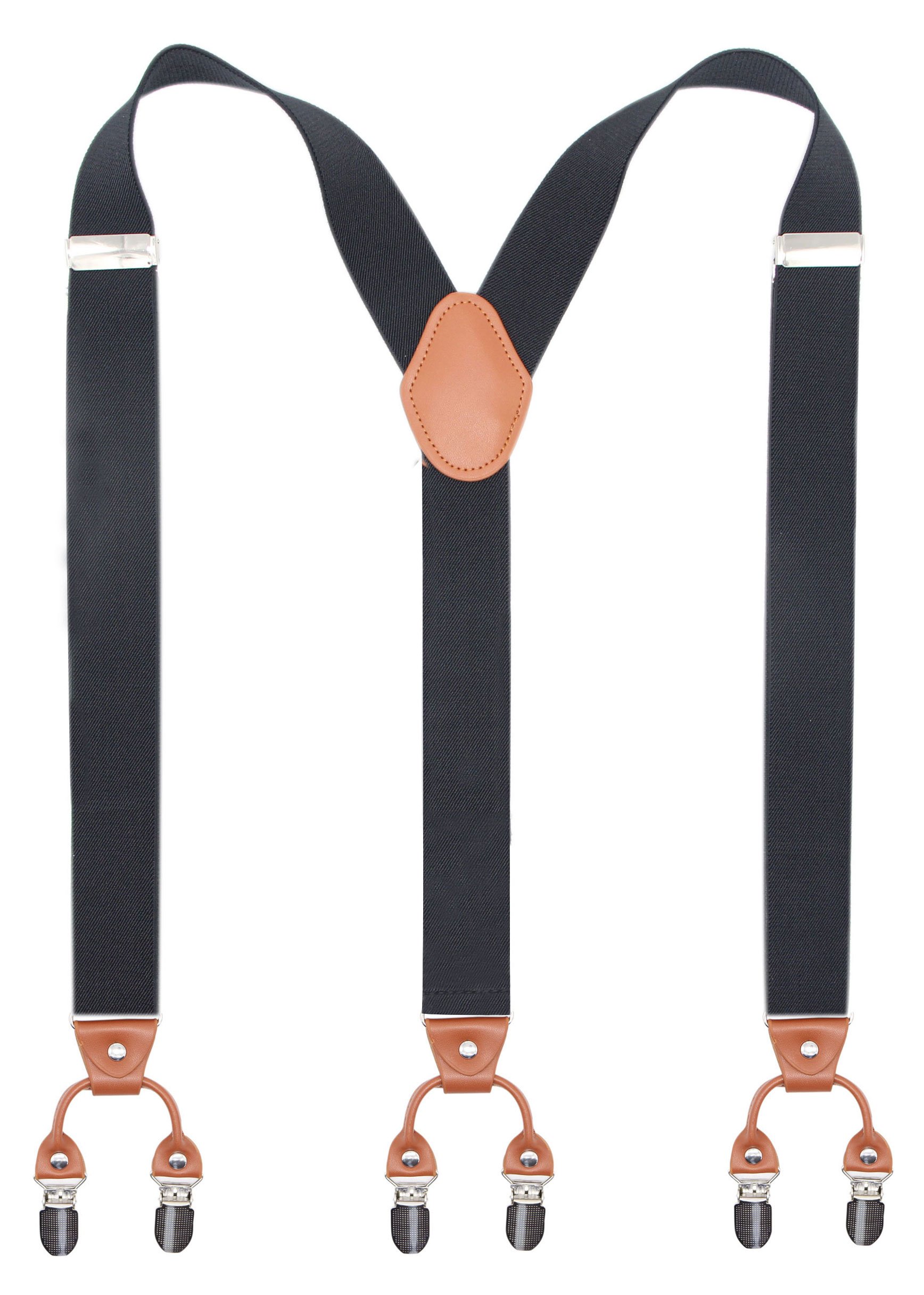 Bioterti Men’s Y-Shaped Heavy Duty Suspenders – 6 Metal Clips, Elastic Straps